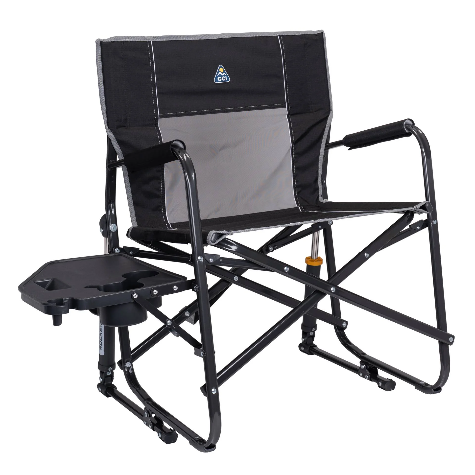 GCI Outdoor Freestyle Rocker XL with Side Table Oversized Rocking Camp Chair, Black