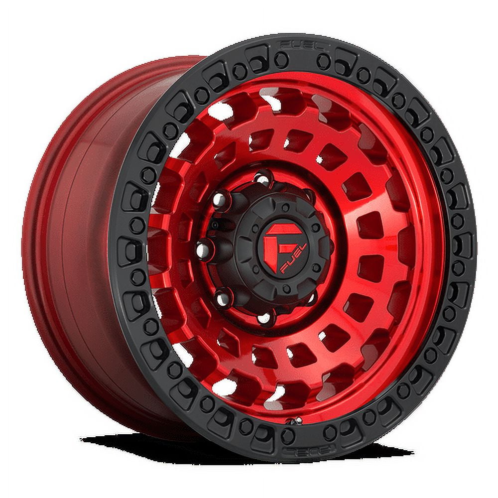Fuel 1PC Aluminum Rim D632 ZEPHYR 17X9in Candy Red with Black Bead Ring Finish, D63217908450