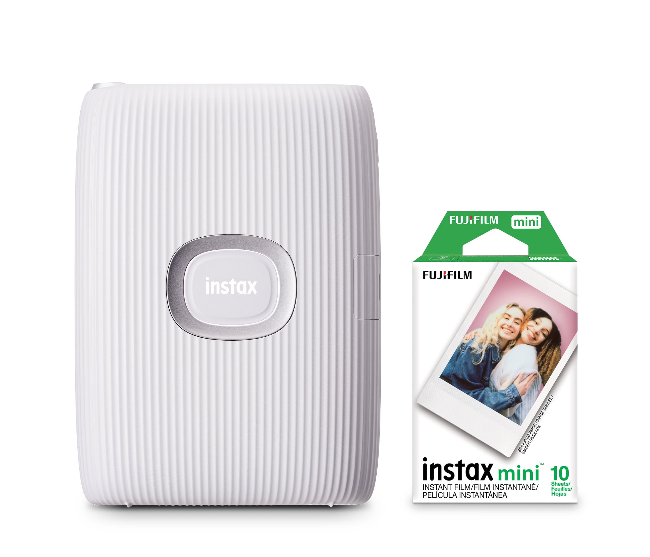 Fujifilm INSTAX Mini Link 2 Smartphone Printer Bundle with Film (10-pack), Clay White