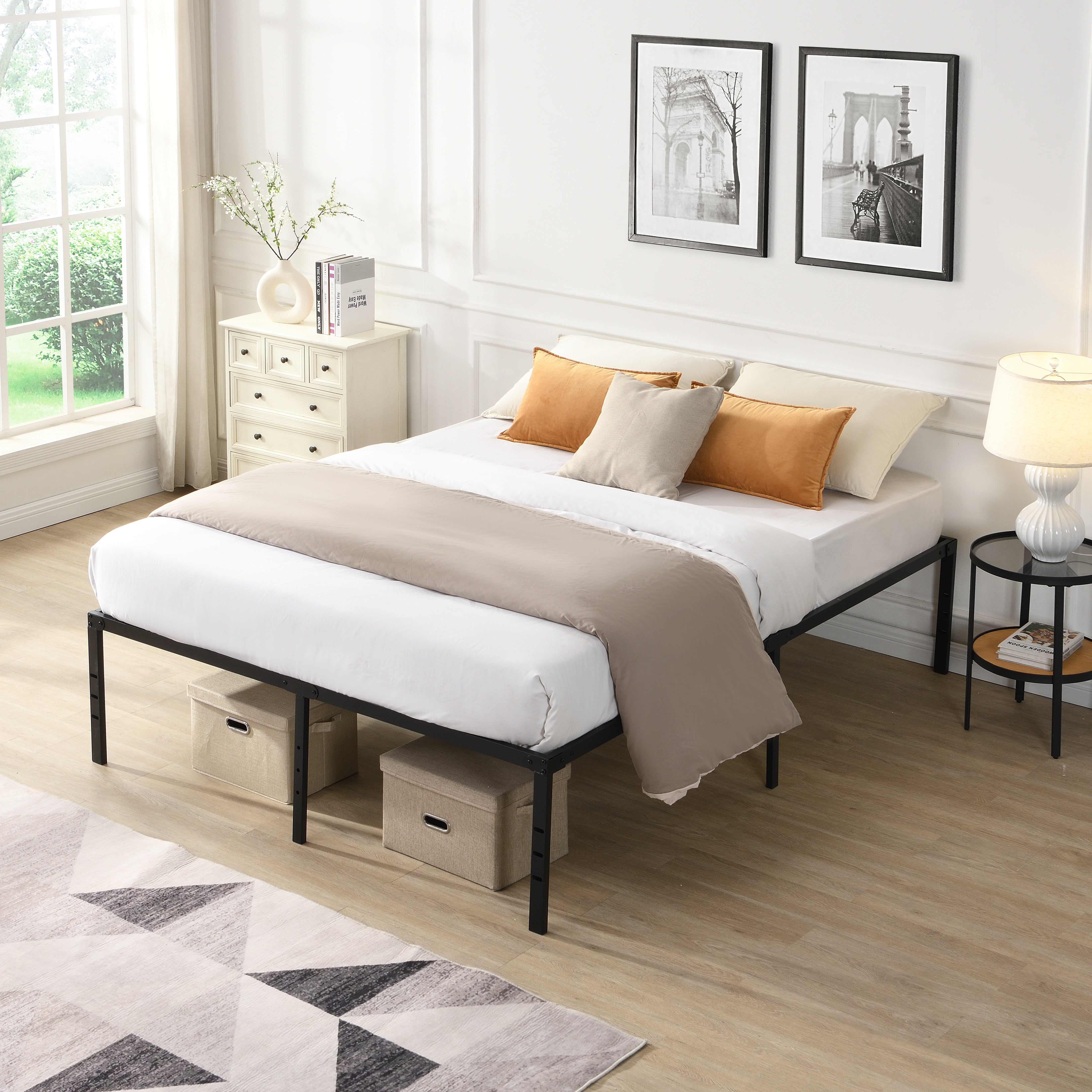 18in Full Bed Frames, LEGAHOME Heavy Duty Full Size Metal Platform Bed Frame, Full Bed No Box Spring Needed with Adjustable Height, Full