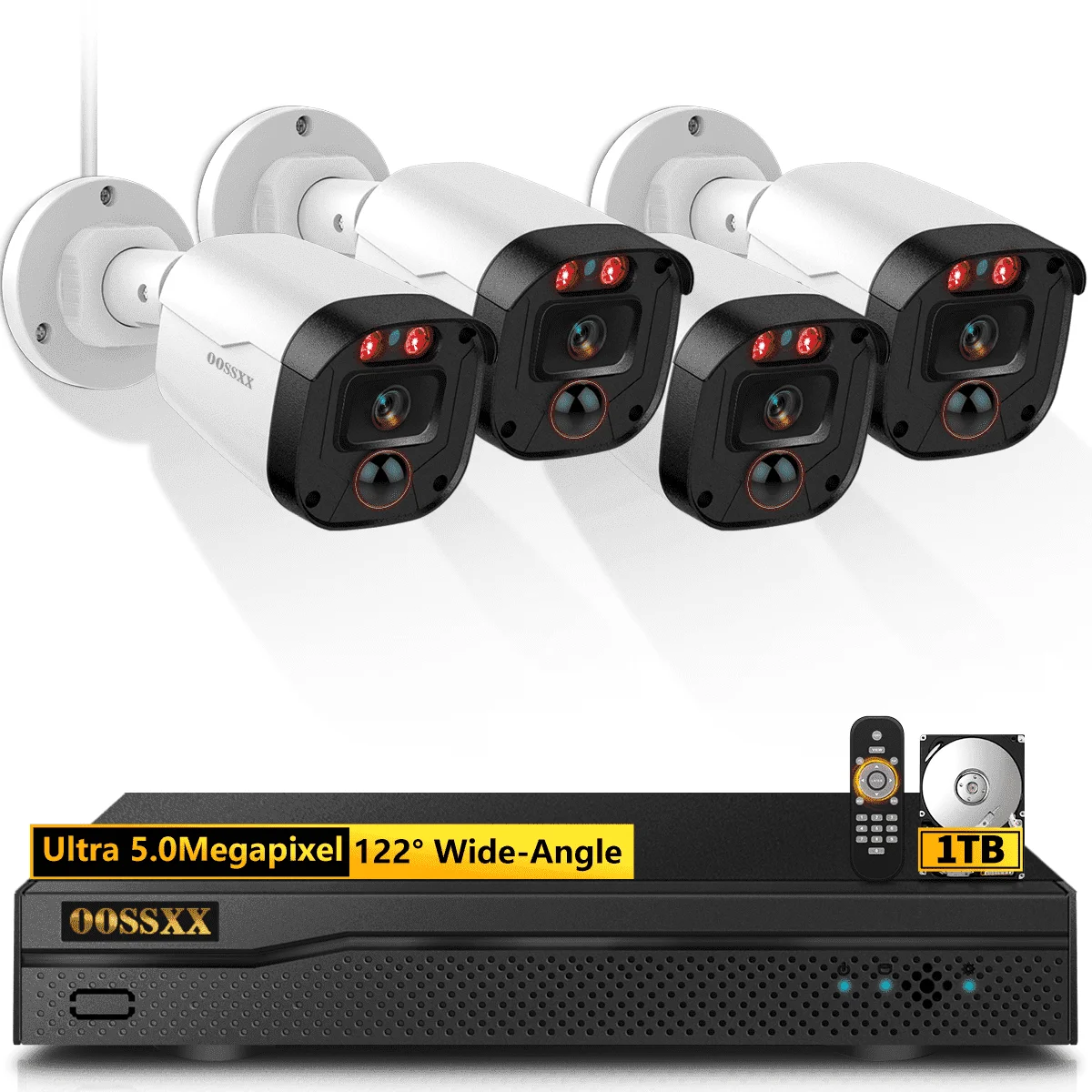 {Full HD 5MP Definition & Night Vision} Outdoor Wired Security Camera System with 1TB Hard Drive