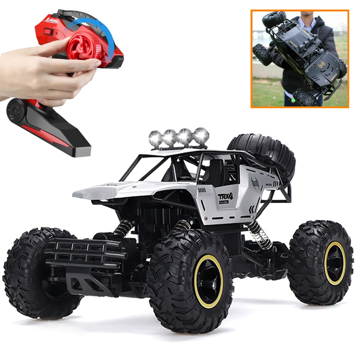 Funtok 1:12 4WD RC Car Toys for Kids, 2.4G Remote Control Metal Monster off-Road Truck, Birthday Xmas Gifts