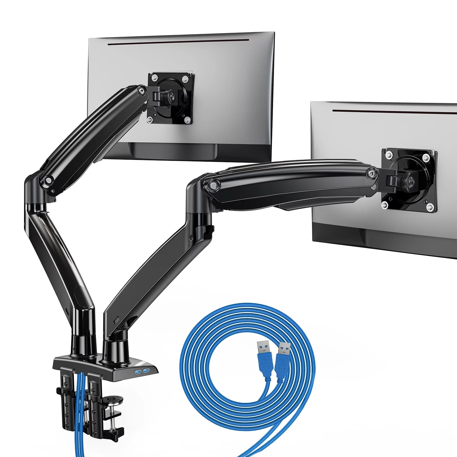 Furninxs Gas Spring Arm Dual Desk Full-Motion Monitor Mount