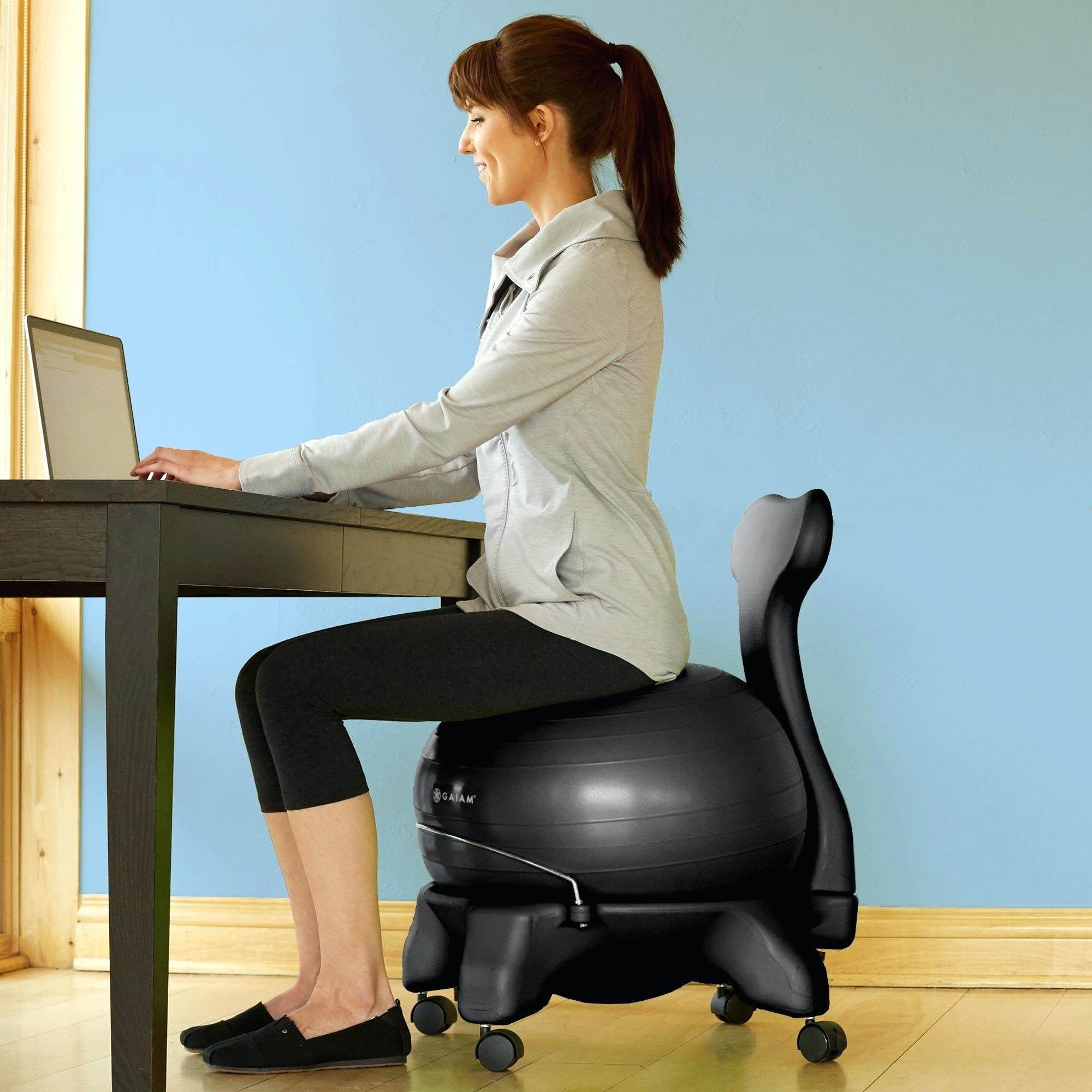 Gaiam Classic Balance Ball Office Desk Chair, Black