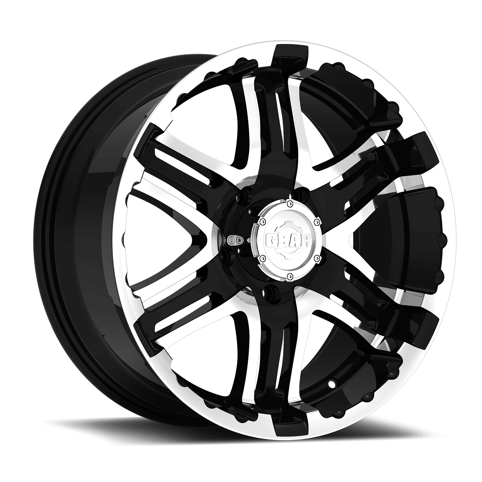 Gear Off Road 713MB DOUBLE PUMP 713MB-7908110 17X9 8X6.50 G/A 713MB DOUBLE PUMP Mirror Machined Face with Gloss Black Accents A118488