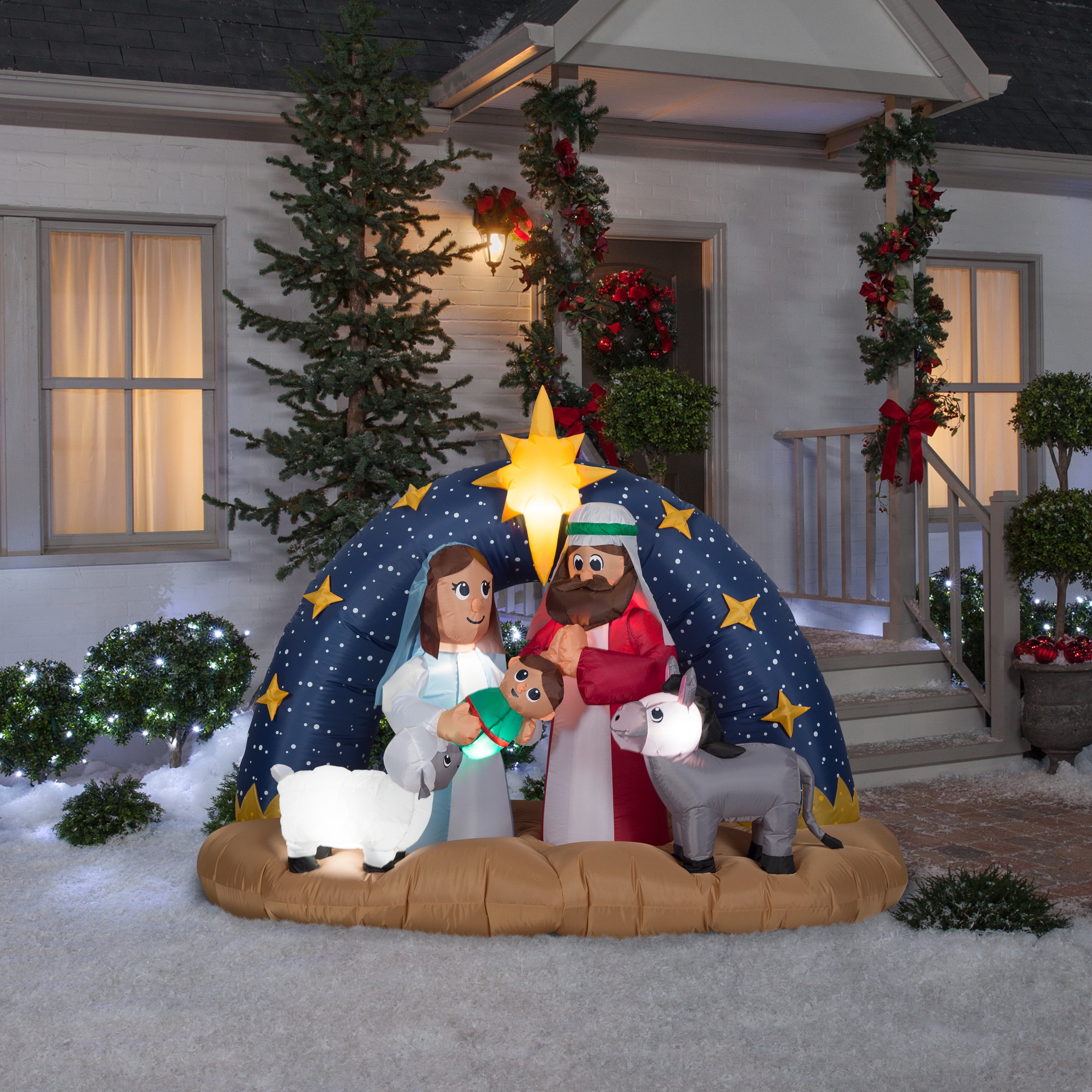 Airblown Snowy Night Nativity Inflatable