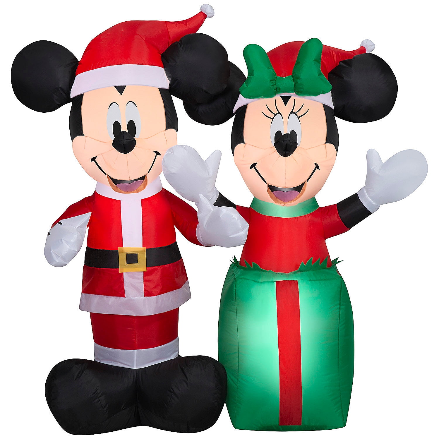 Gemmy 4 ft Airblown Blowup Inflatable Santa Mickey & Minnie with Built in Lights Outdoor Decoration - Multicolored