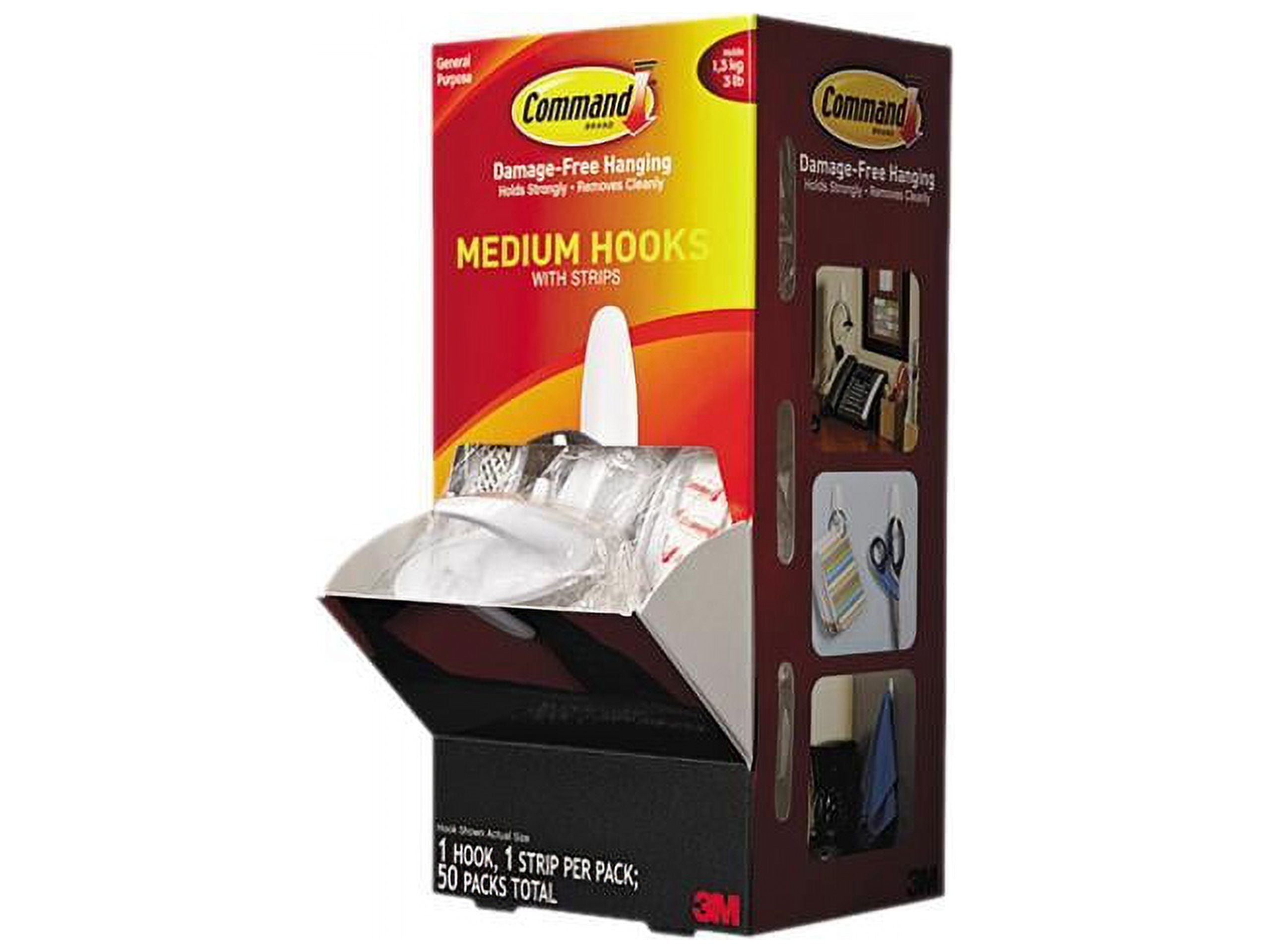 3M Command General Purpose Hooks, Designer, 3 lb. Capacity, White, 50/Carton (MMM17081CABPK)