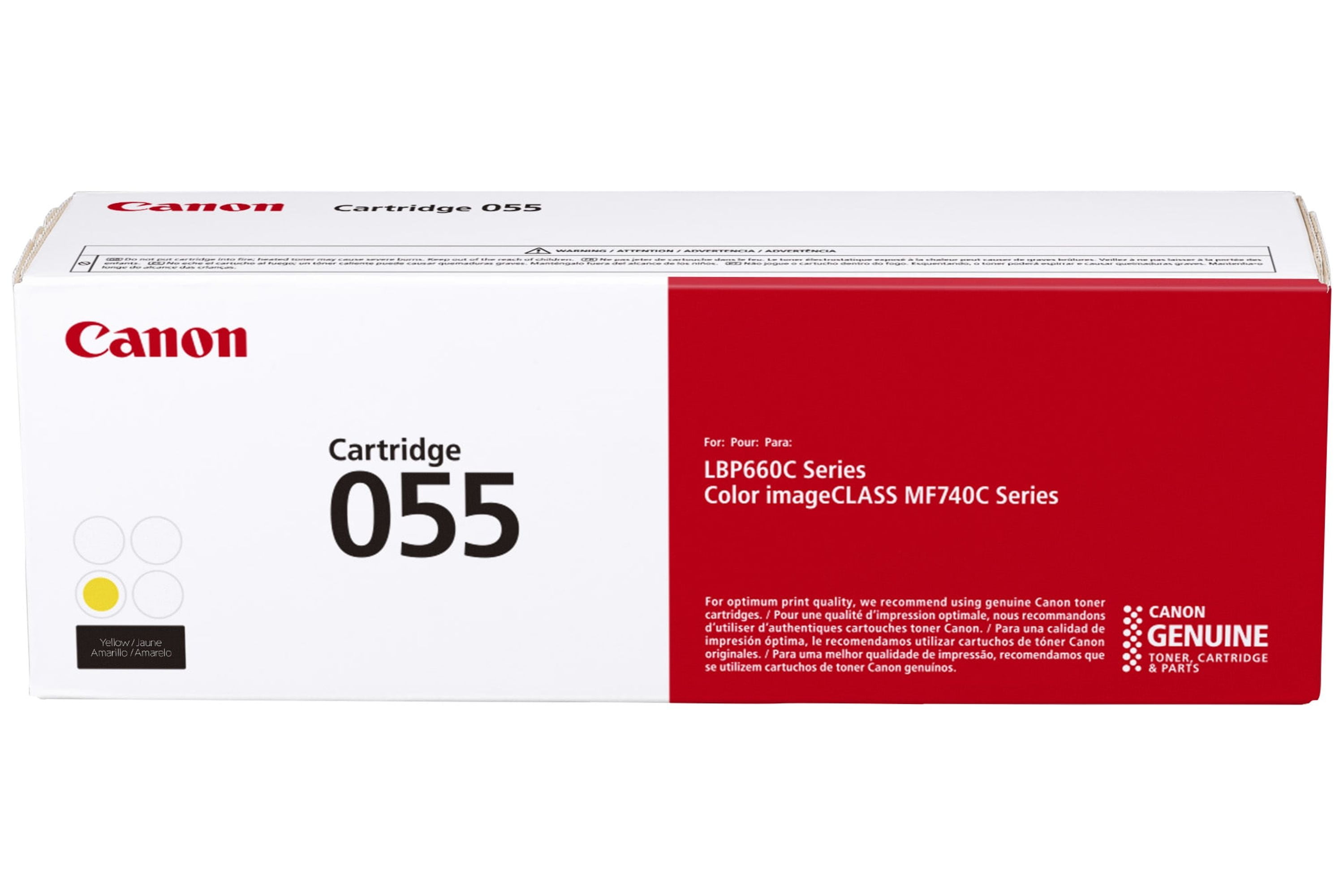Genuine Canon Toner 055 Yellow, Standard - Yields Up To 2,100 Pages