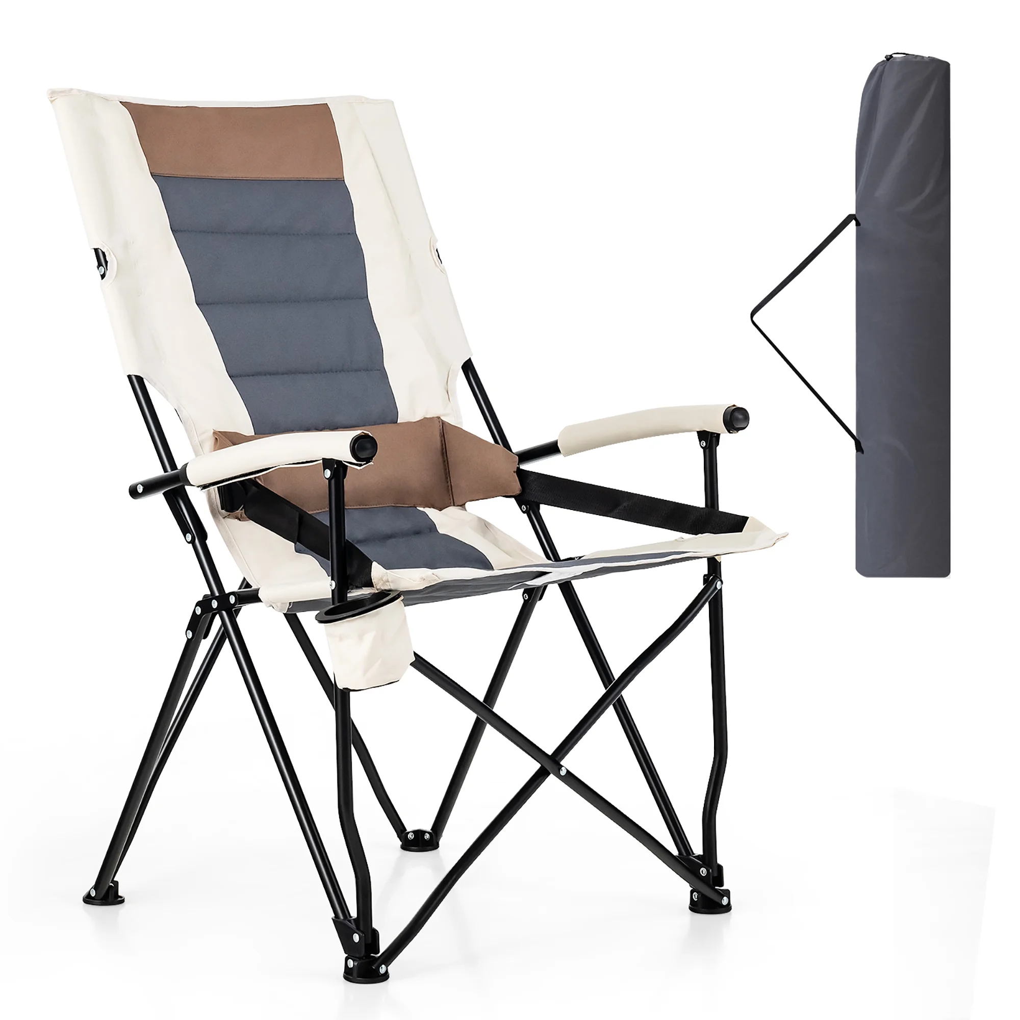 Gymax Camping Folding Chair w/ Cup Holder 330 LBS Load Capacity for Picnic Camping