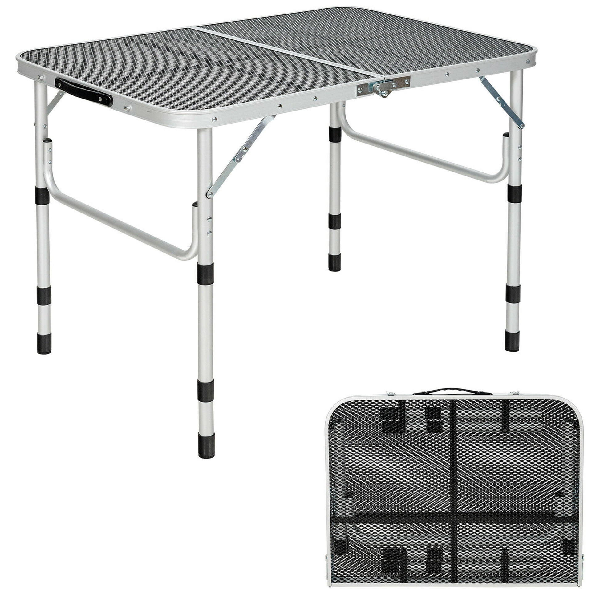 Gymax Folding Grill Table for Camping Lightweight Aluminum Metal Grill Stand Table