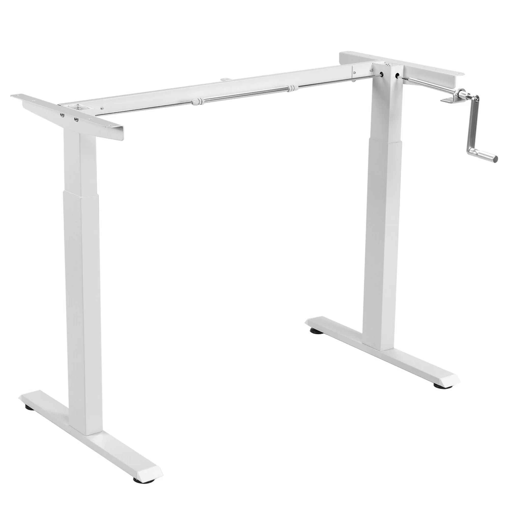 Gymax Hand Crank Sit to Stand Desk Frame Height Adjustable Standing Base White