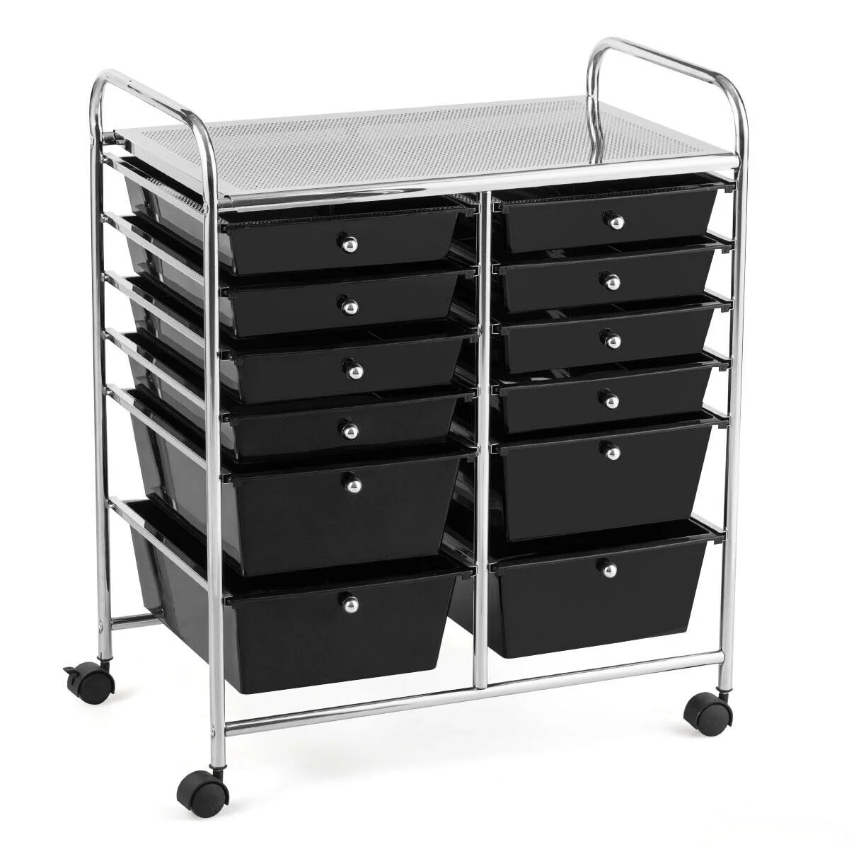 Gymax Office Rolling Cart 12 Storage Drawer Studio Organizer Bins Scrapbook Paper Black