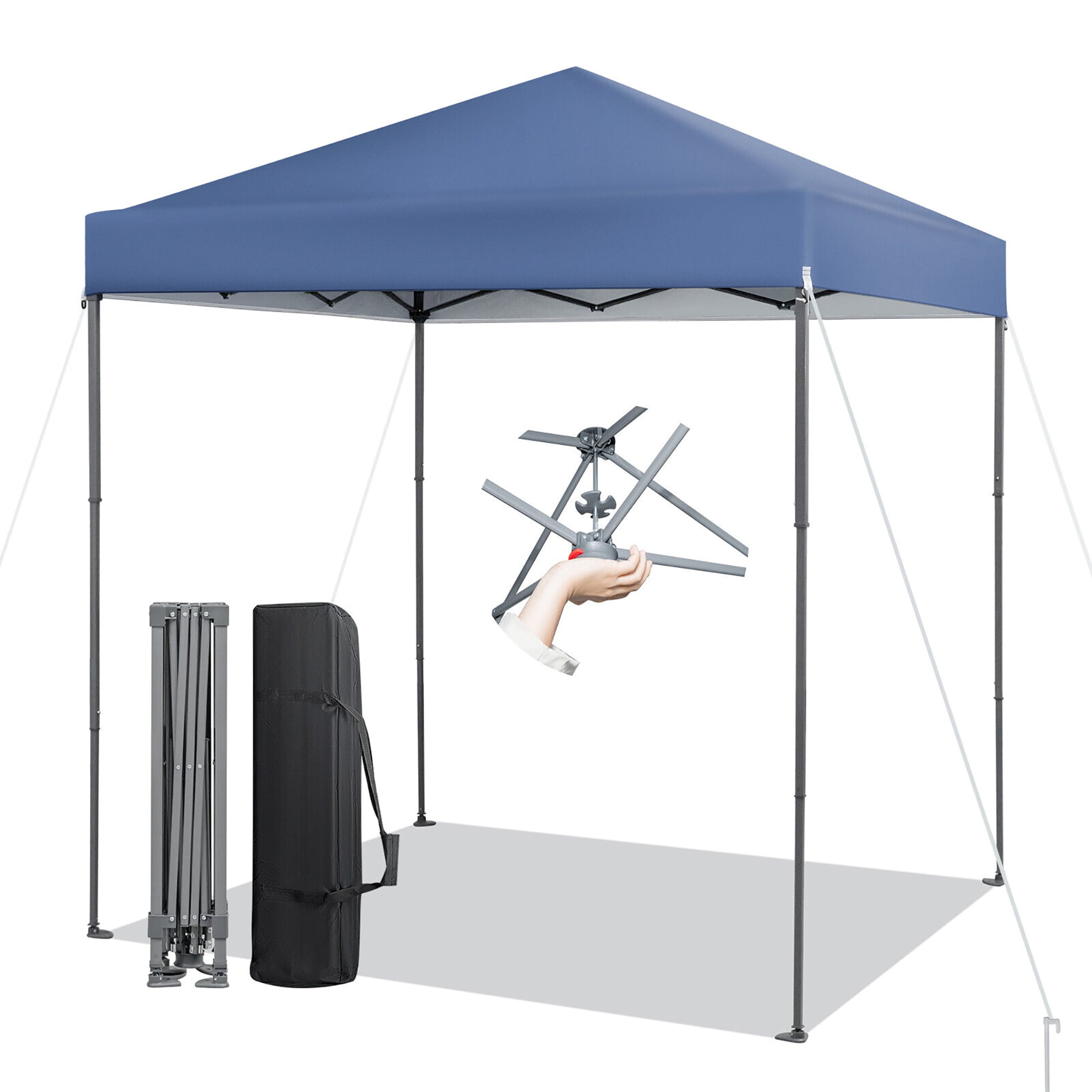 Gymax Patio 6.6 x 6.6ft Outdoor Pop-up Canopy Tent UPF 50+ Portable Sun Shelter Blue