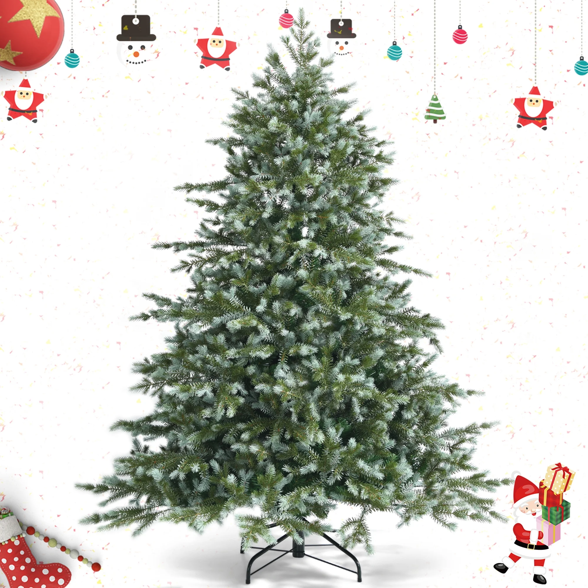 Gymax 6 Ft Artificial Christmas Tree Unlit Hinged Xmas Tree w/ Metal Stand