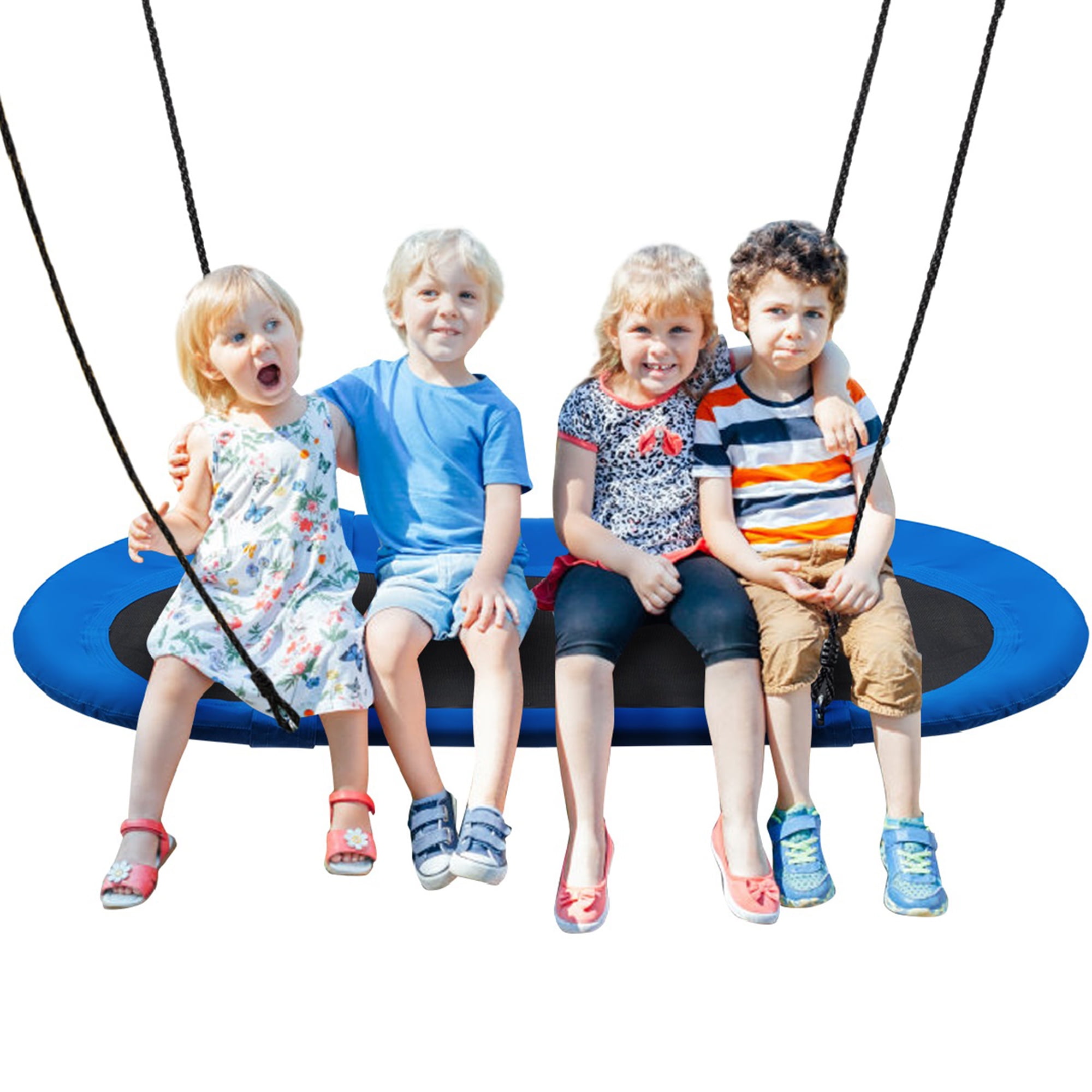 Gymax 60'' Saucer Tree Swing Surf Outdoor Adjustable Kids Giant Oval Platform Swing Set Blue