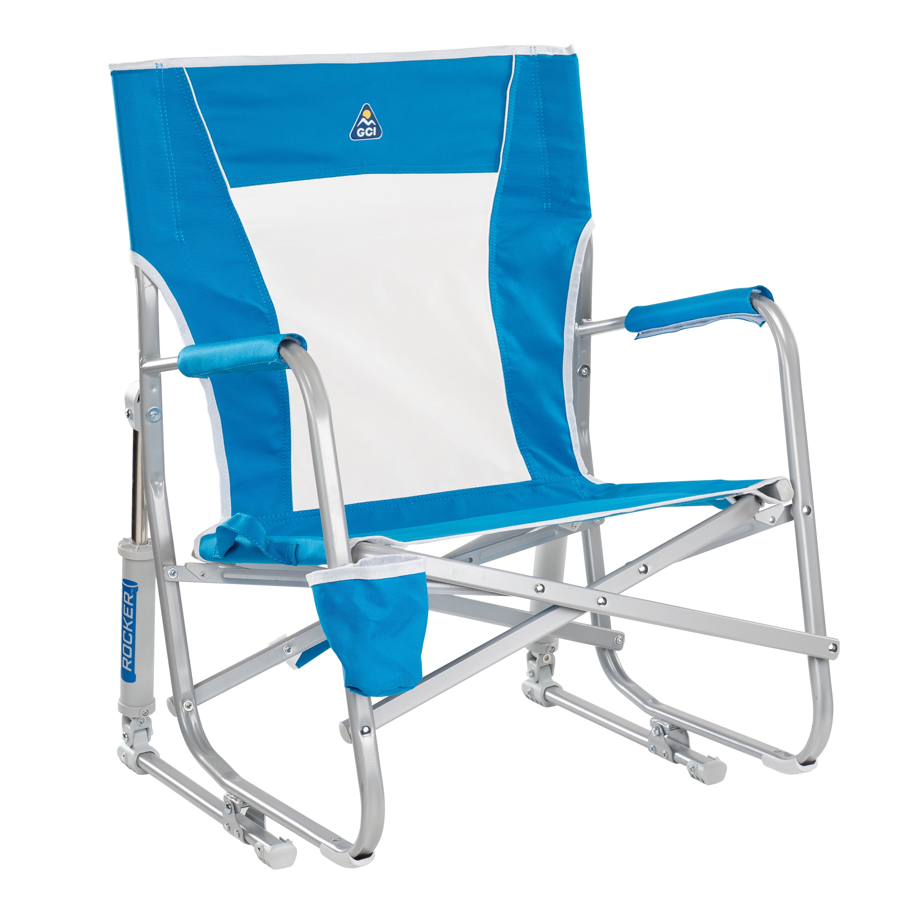 GCI Outdoor Beach Rocker Low Profile Foldable Rocking Chair, Saybrook Blue