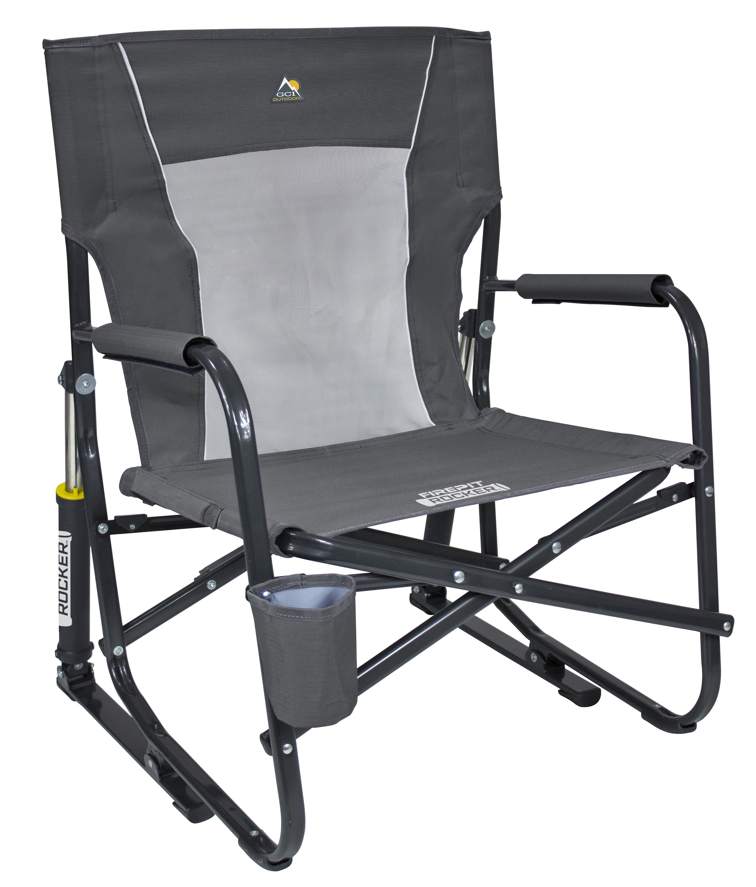 GCI Outdoor FirePit Rocker Low Profile Rocking Camping Chair, Pewter Gray