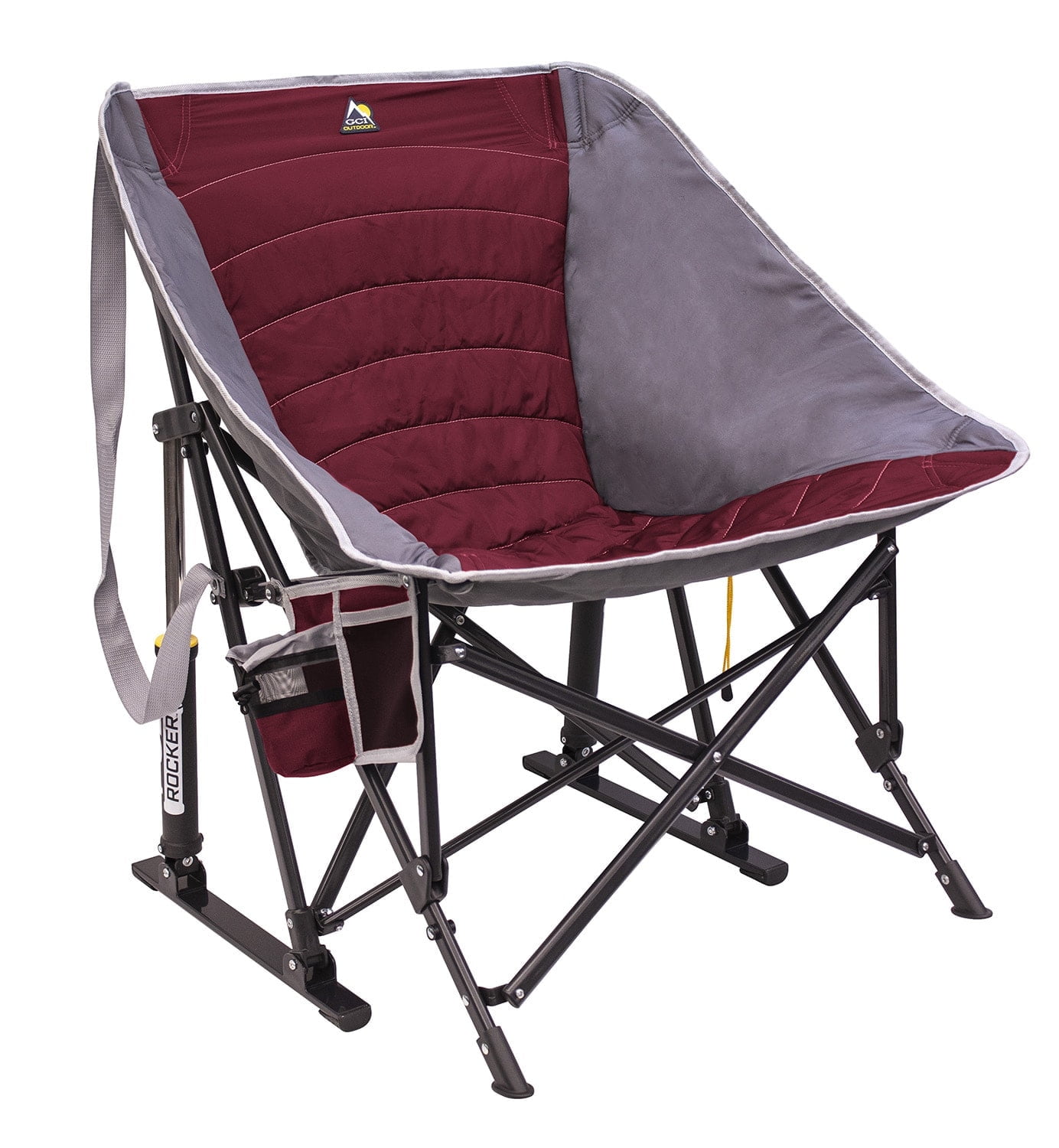 GCI Outdoor MaxRelax Pod Rocker Padded Foldable Rocking Camp Chair, Cinnamon