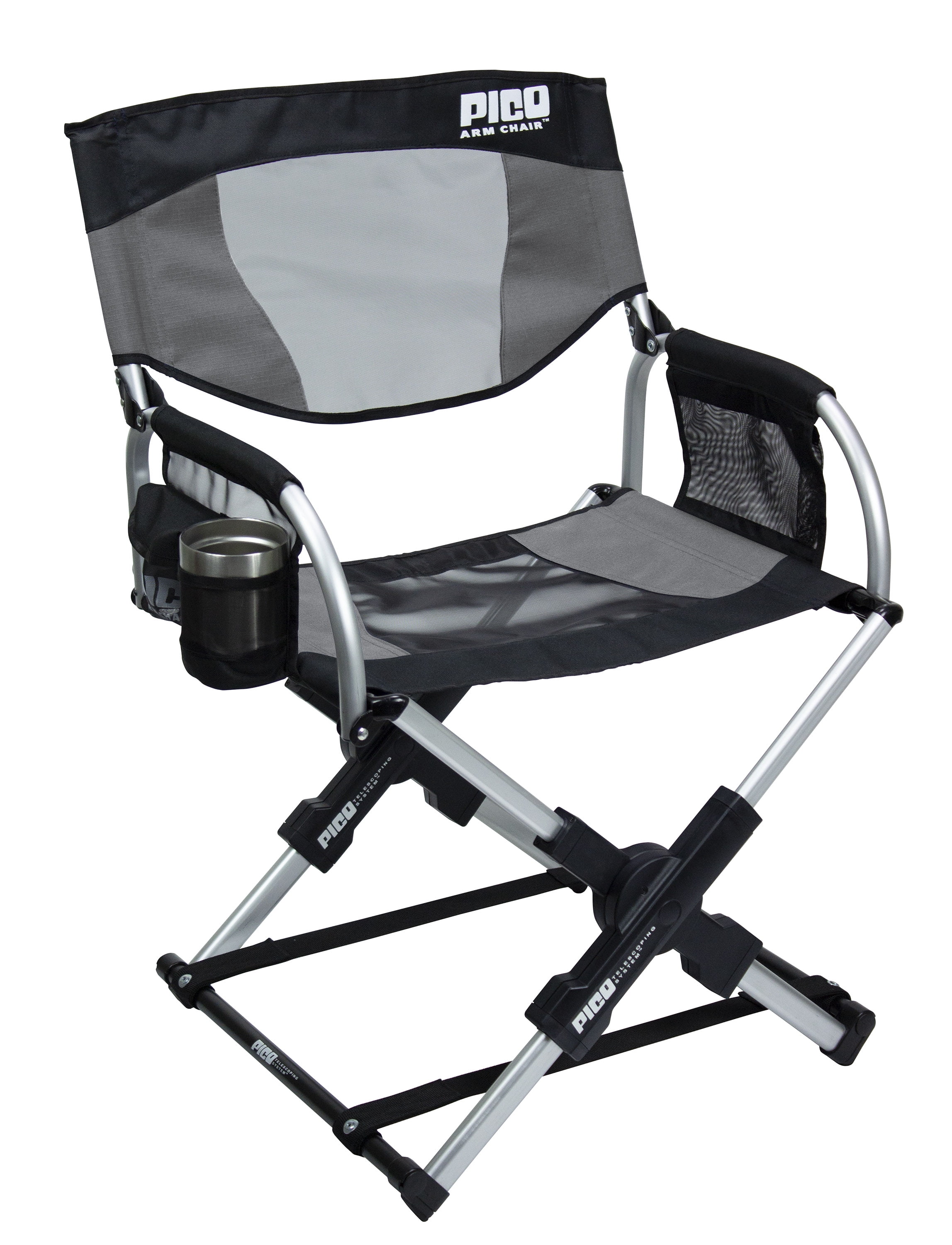 GCI Outdoor Pico Arm Chair Folding Director's Camp Seat, Mercury Gray