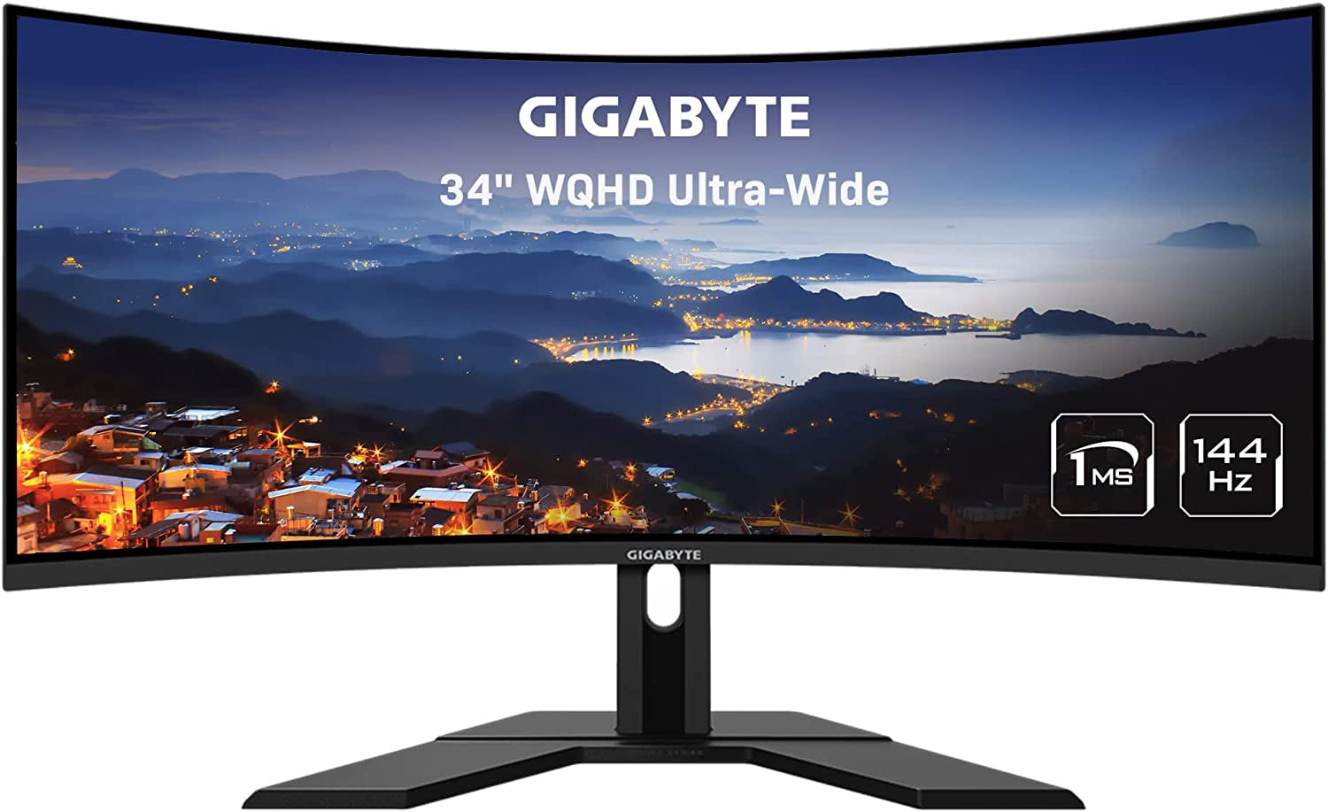 GIGABYTE - G34WQC Advanced - 34" VA Curved Gaming Monitor - WQHD 3440x1440 - 144Hz - 1ms MPRT - AMD FreeSync Premium - HDMI, DP - Height Adjustable - Black