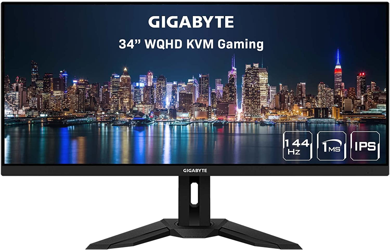 Gigabyte M34WQ - LED monitor - 34" (34" viewable) - 3440 x 1440 WQHD @ 144 Hz - IPS - 400 cd/m�� - 1000:1 - DisplayHDR 400 - 1 ms - 2xHDMI, DisplayPort, USB-C - speakers