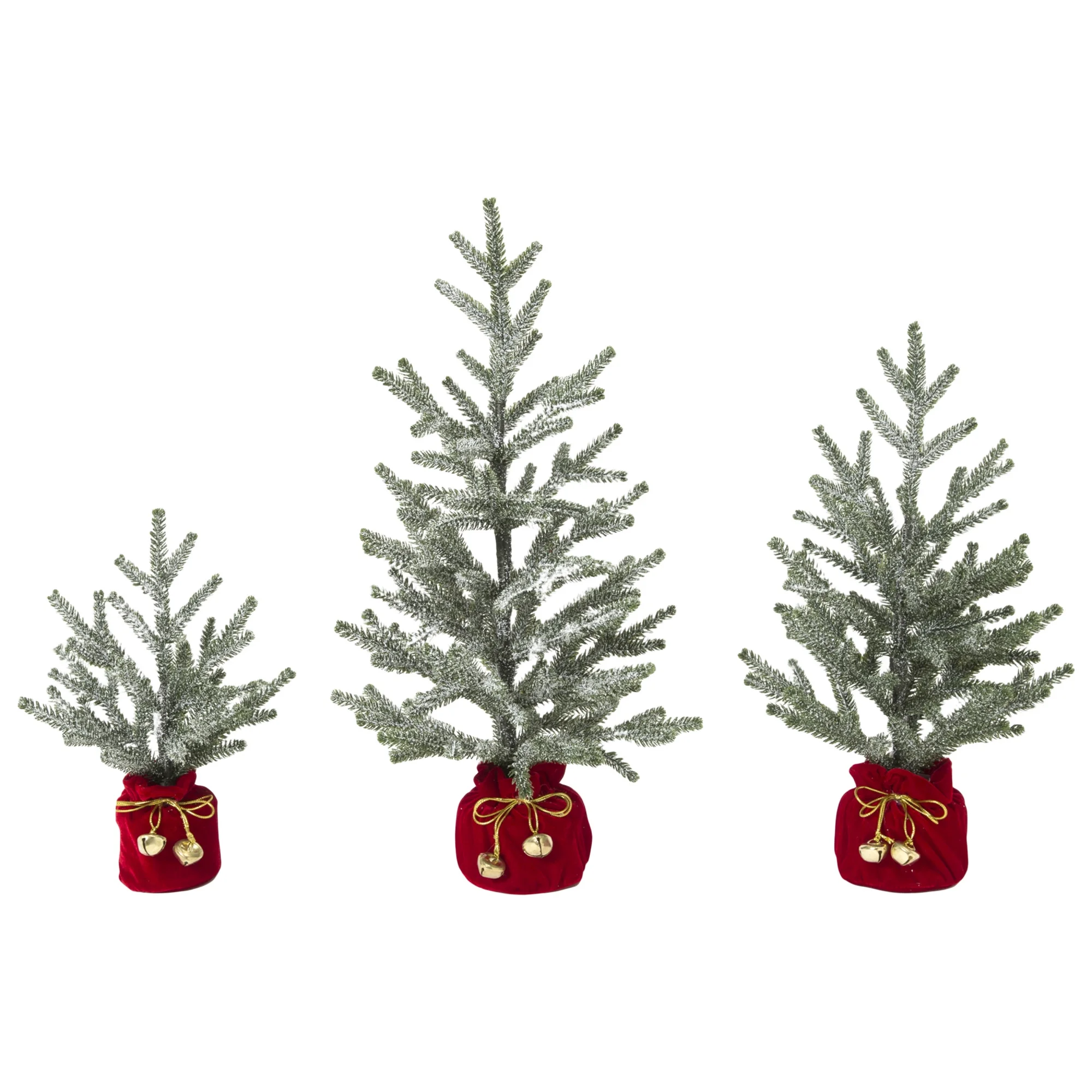 GIL Holiday Pine Trees with Christmas Jingle Bell Base - Set of 3