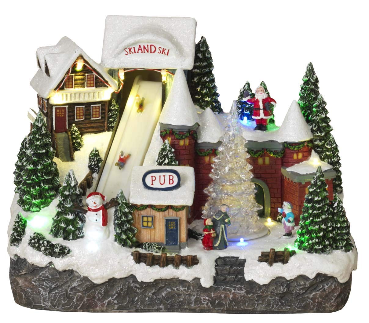 Gerson Musical Animated Christmas Winter Ski Village