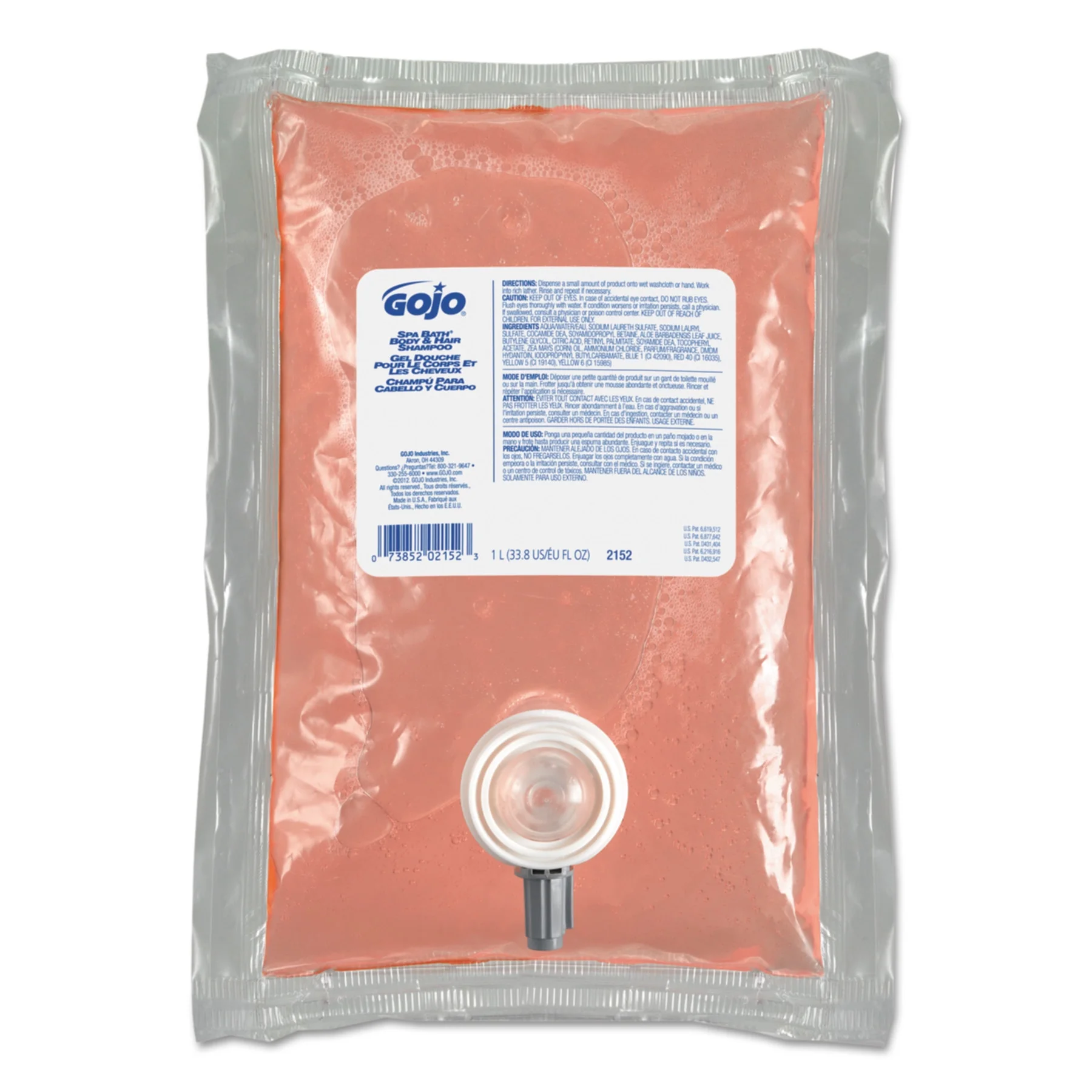 GOJO Spa Bath Body & Hair Shampoo, Rose, Herbal Scent, NXT 1000 ml Refill, 8/Carton -GOJ2152