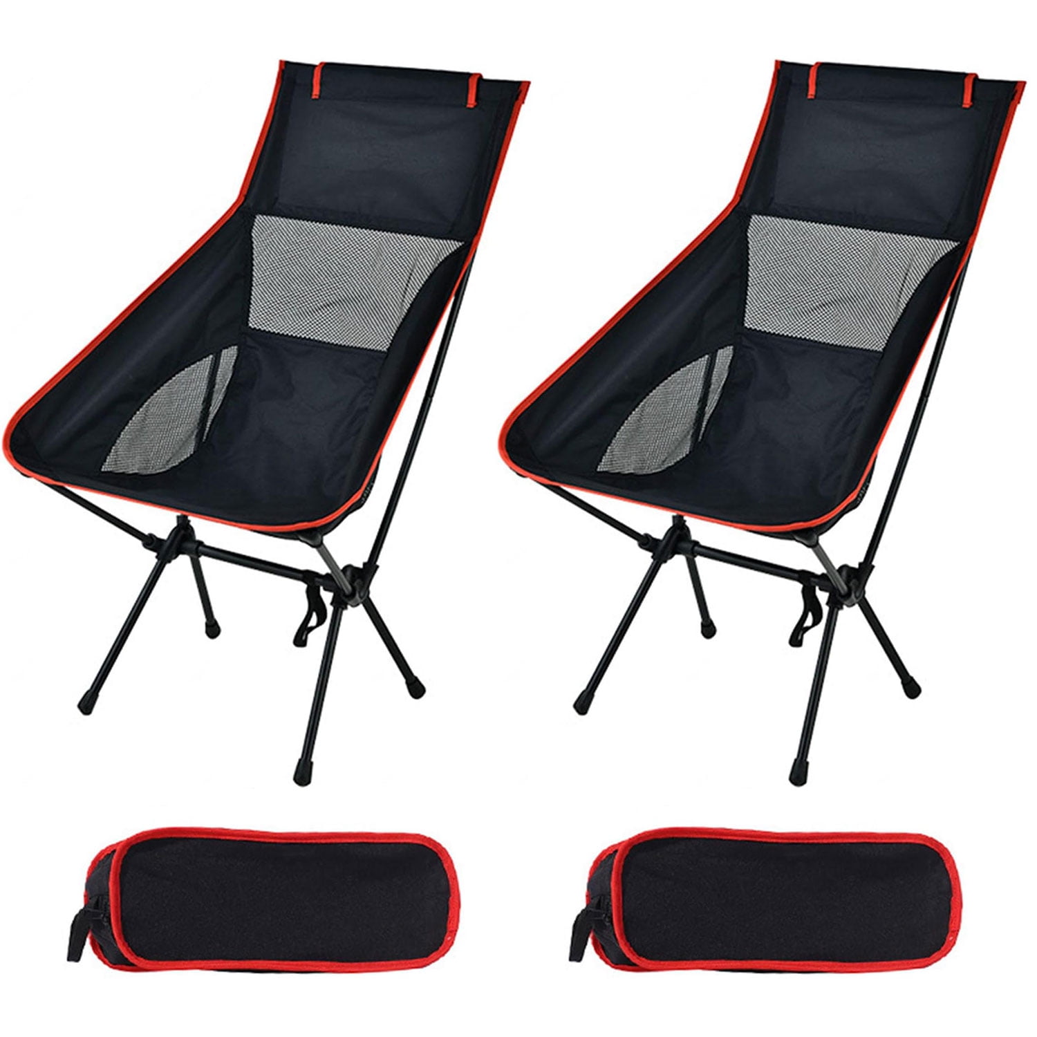 GVDV 2Pack Camping Chair, Lightweight Folding High Back Camping Chair with Head Support, Stable Portable Compact for Outdoor Camp, Travel, Beach, Picnic, Festival, Hiking, Backpacking