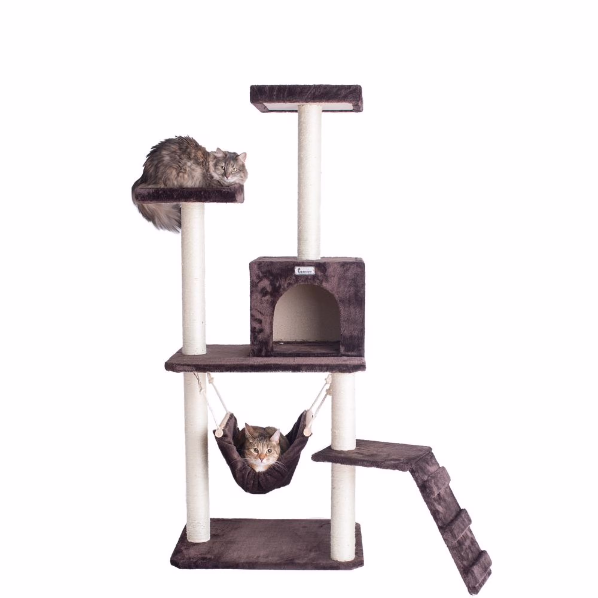 GleePet 57" Cat Tree GP78570923 Coffee Brown W Ramp