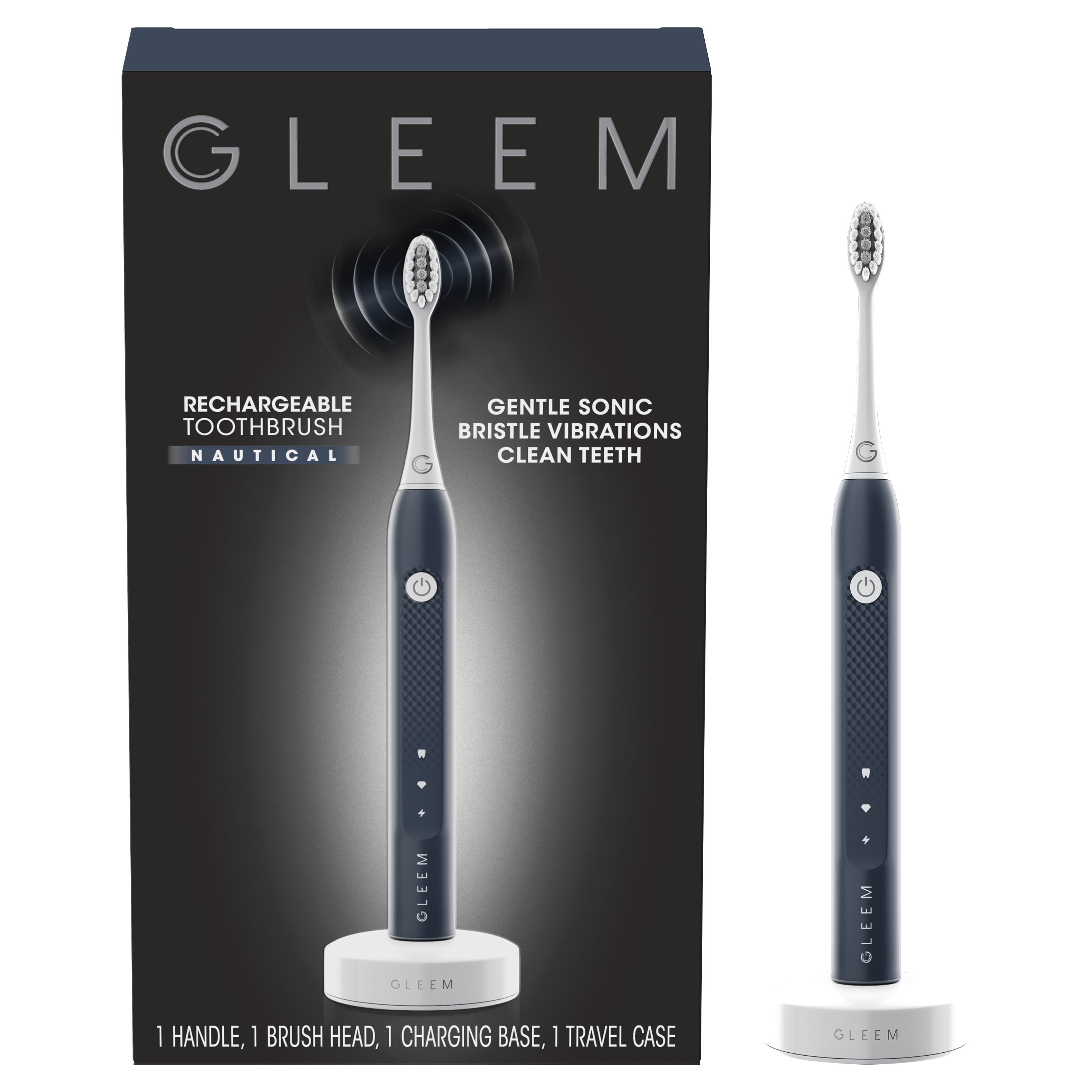 Gleem Rechargeable Electric Toothbrush, Soft, Navy, 1 Ct