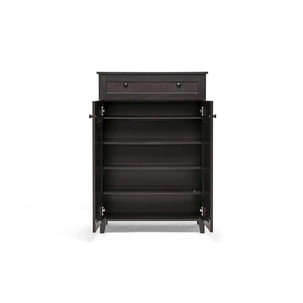 Baxton Studio Glidden Dark Brown Wood Modern Shoe Cabinet (Tall)