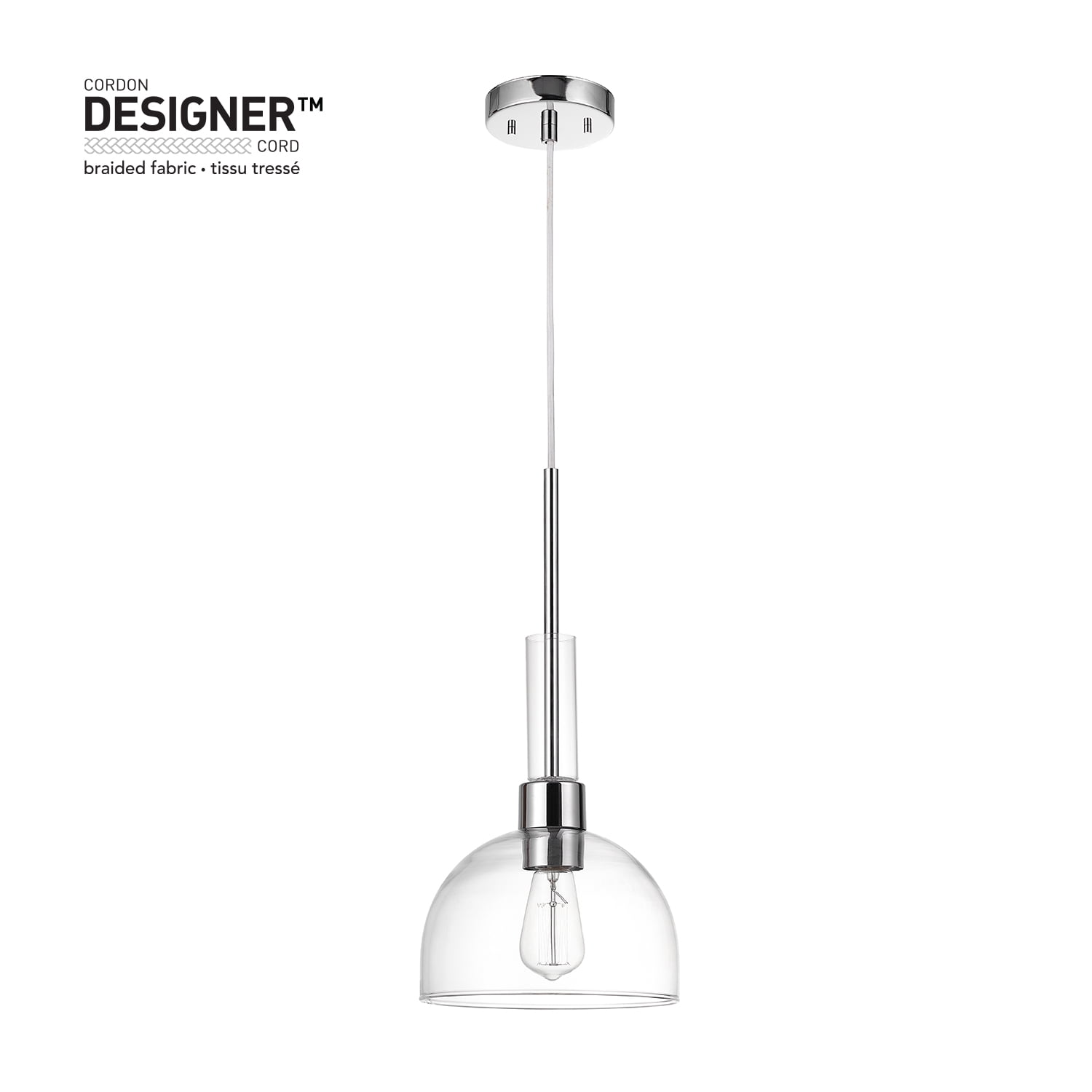Tai 1-Light Chrome Pendant with Clear Glass Shade
