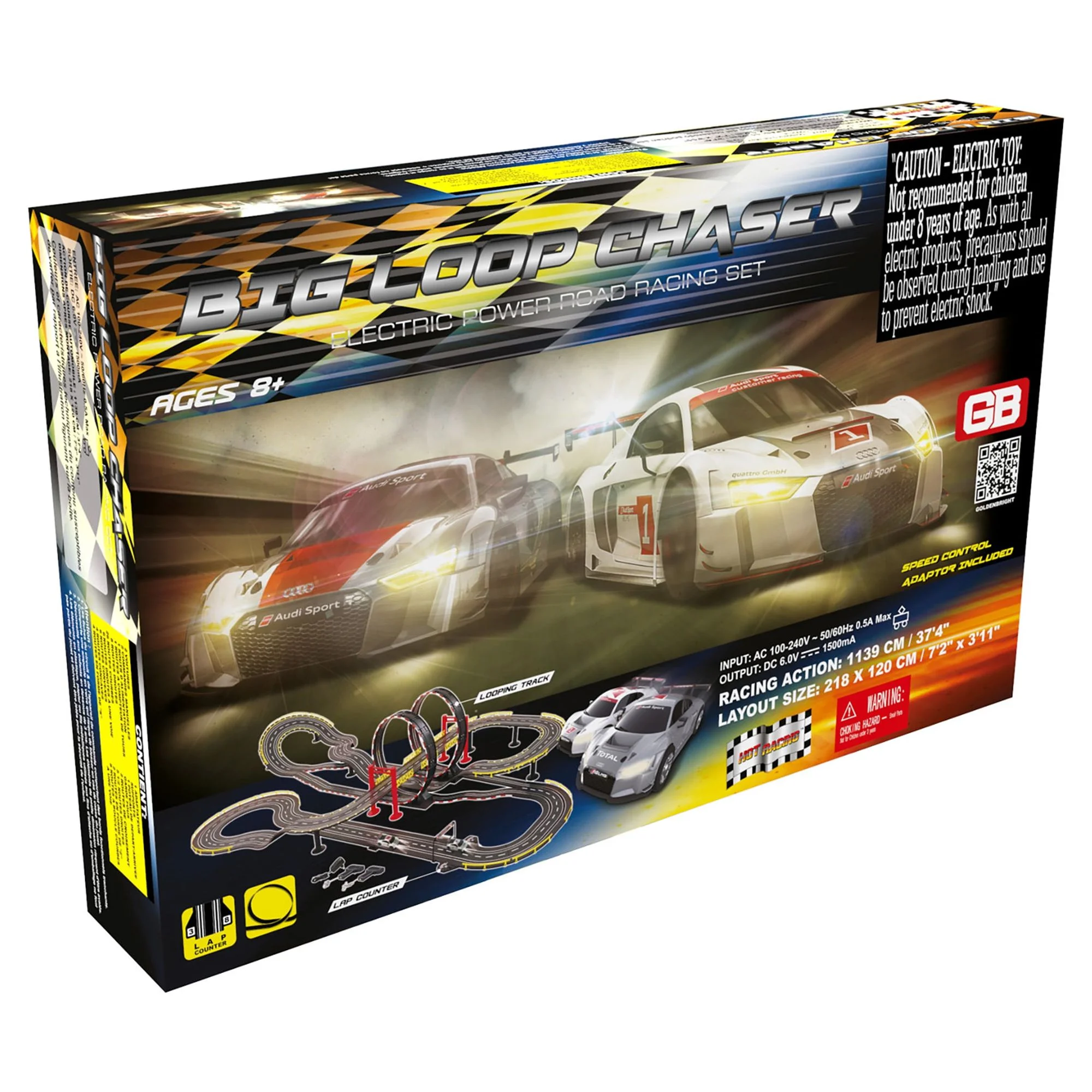 Golden Bright Big Loop Chaser Road Racing Slot Car Set - Electric Powered
