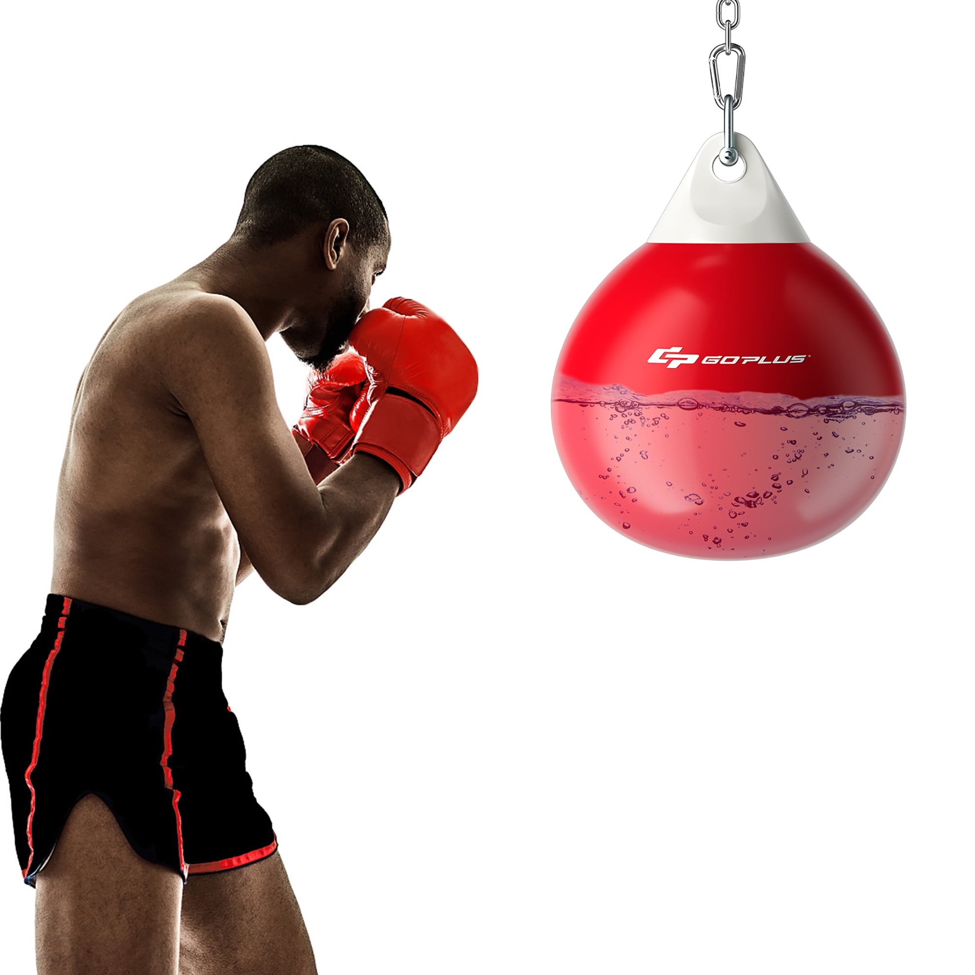 Goplus 18'' 110Lbs Heavy Water Filled Punching Aqua Training Boxing Bag Home Gym Hook Red