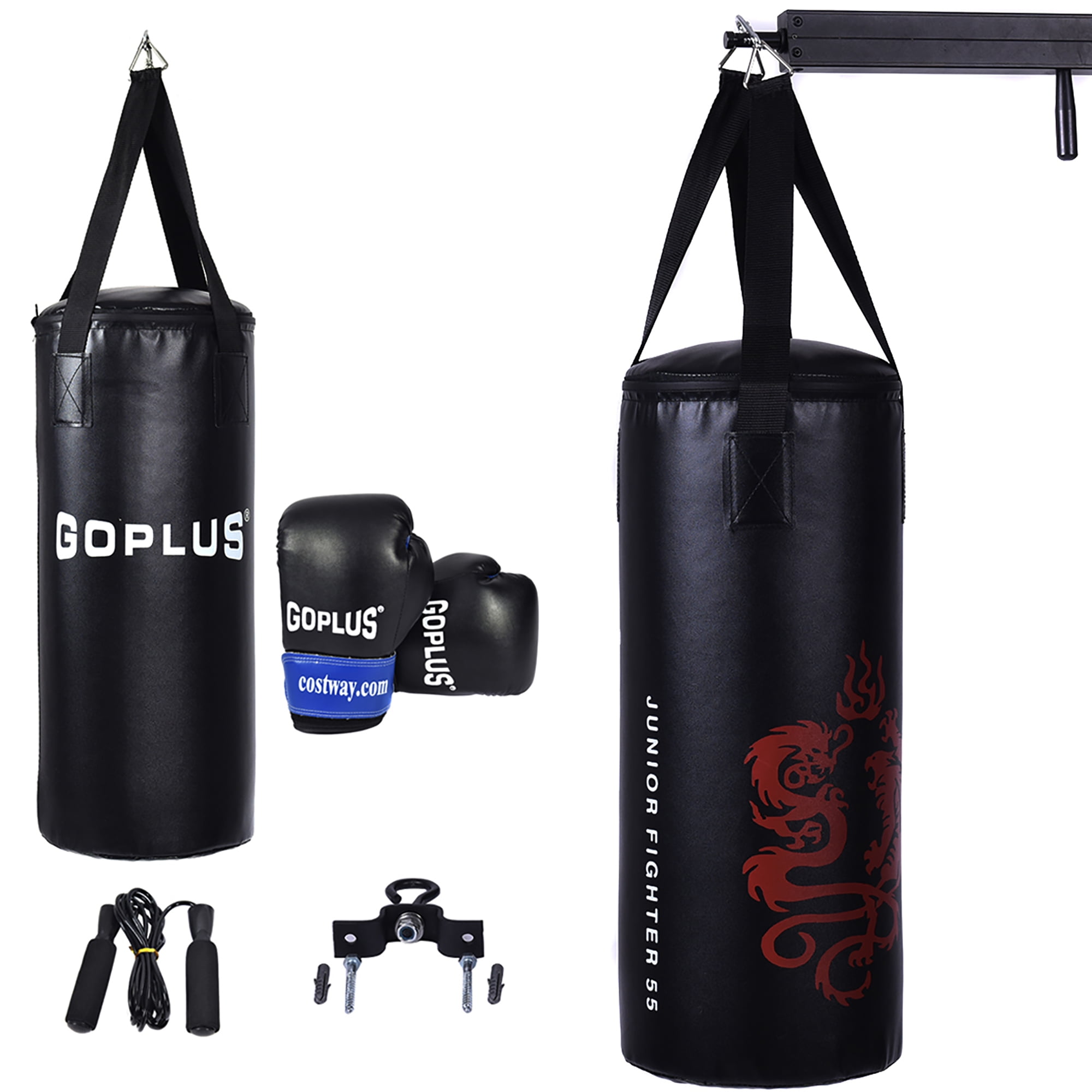 Goplus 2 FT Kids Punch Bag Boxing Set Kick Ball Gloves Skipping Rope Hook Children Boys