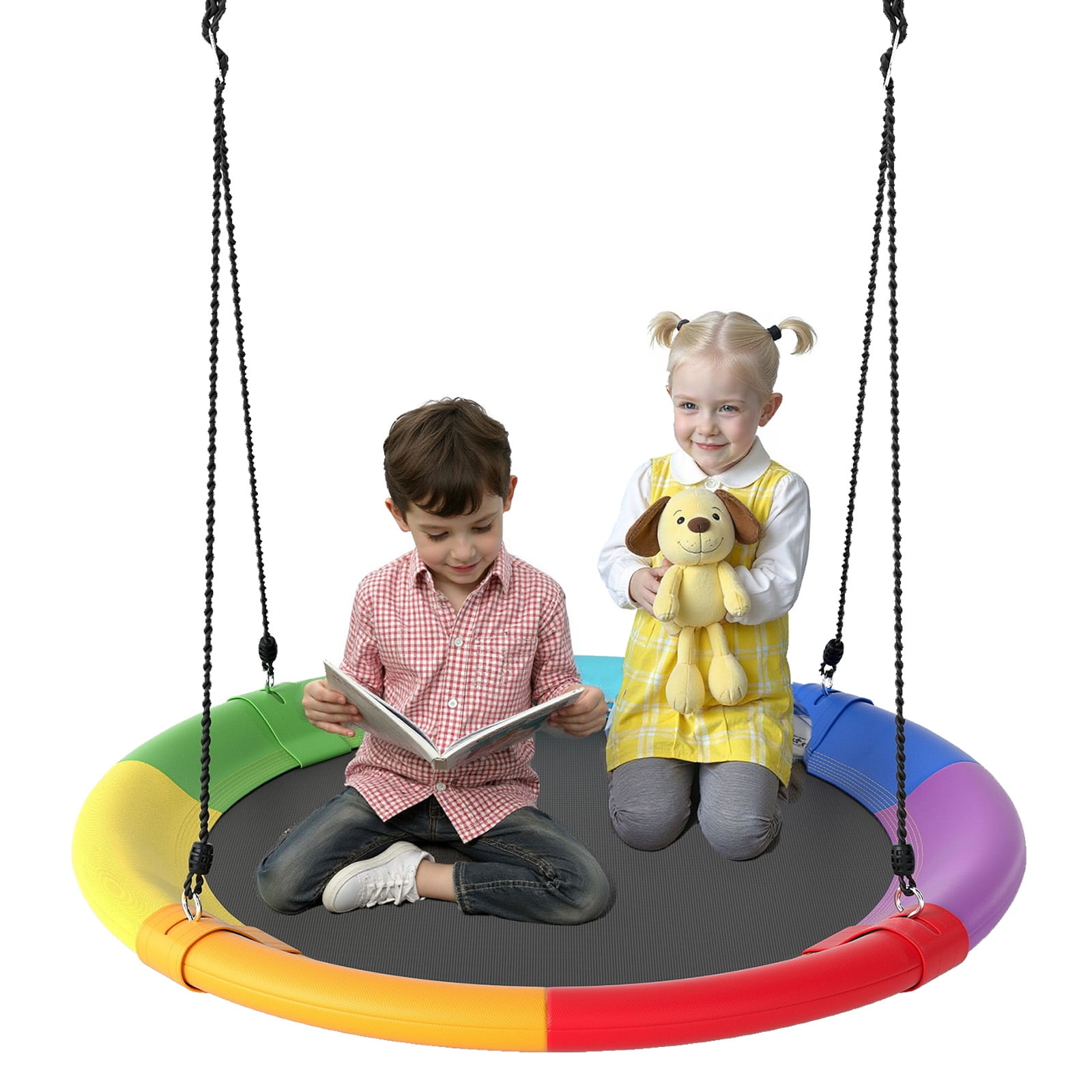 Goplus 40'' Flying Saucer Tree Swing Indoor Outdoor Play Set Swing for Kids Colorful