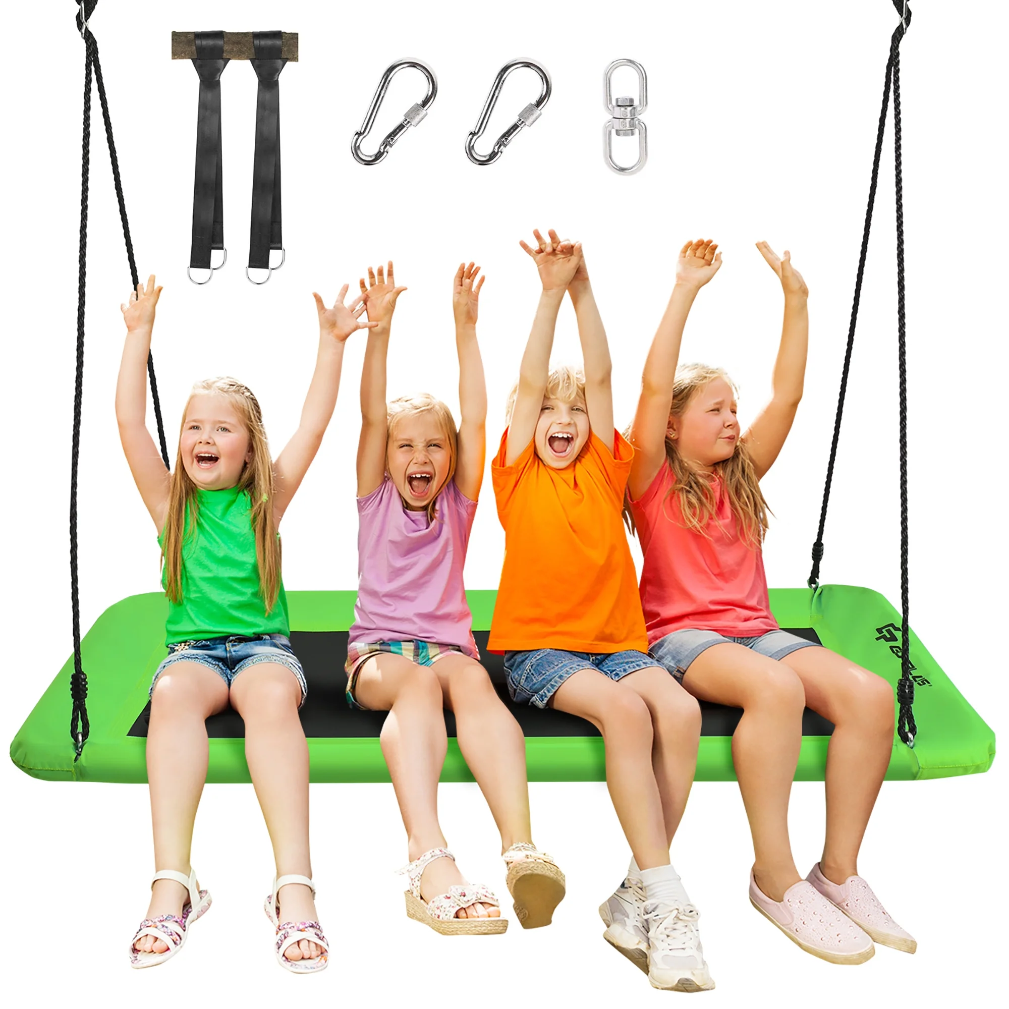 Goplus 700lb Giant 60'' Platform Tree Swing Outdoor w/ 2 Hanging Straps Green