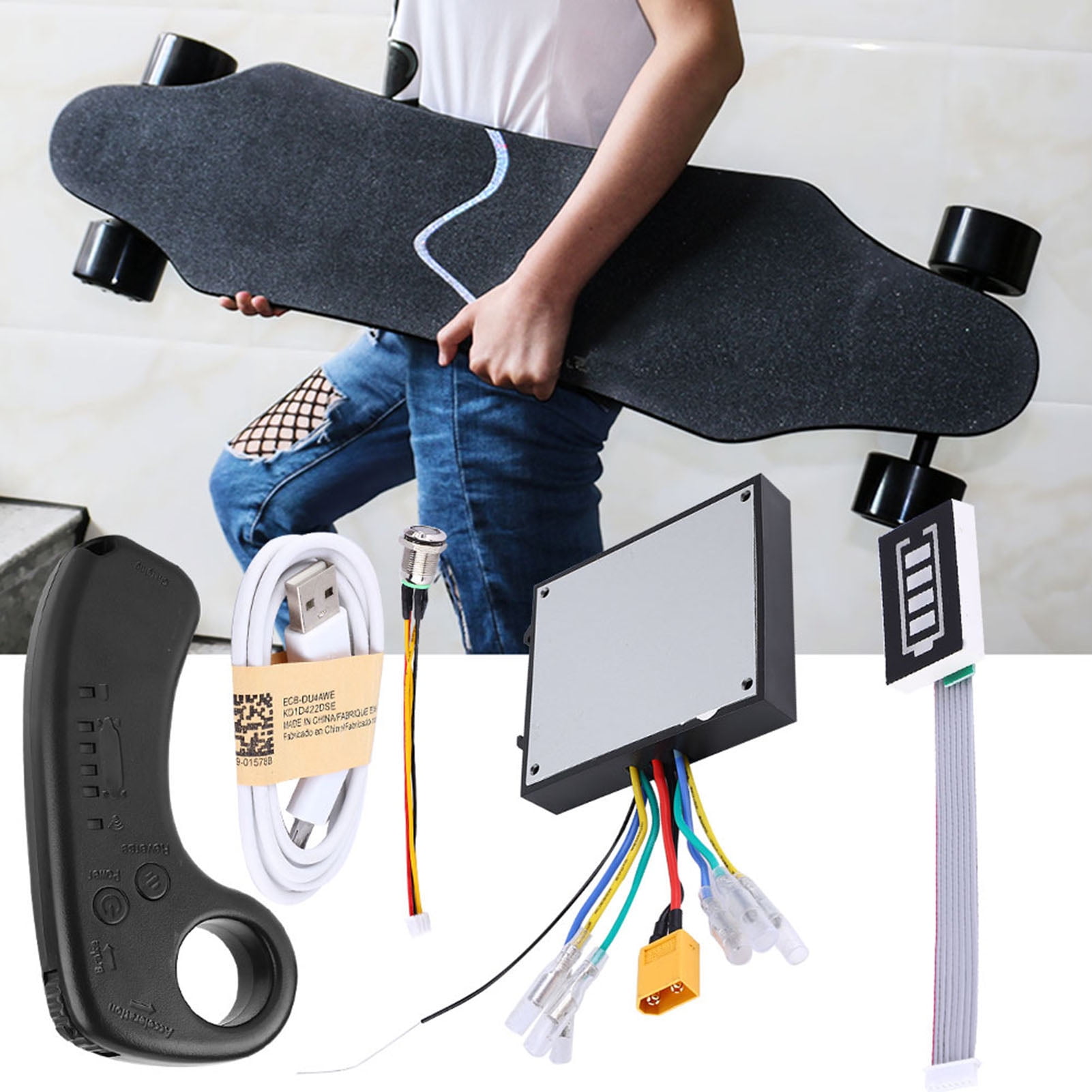 Greensen Electric Skateboard Controller,Electric Skateboard Longboard Dual Drive ESC Substitute Control Mainboard With Remote
