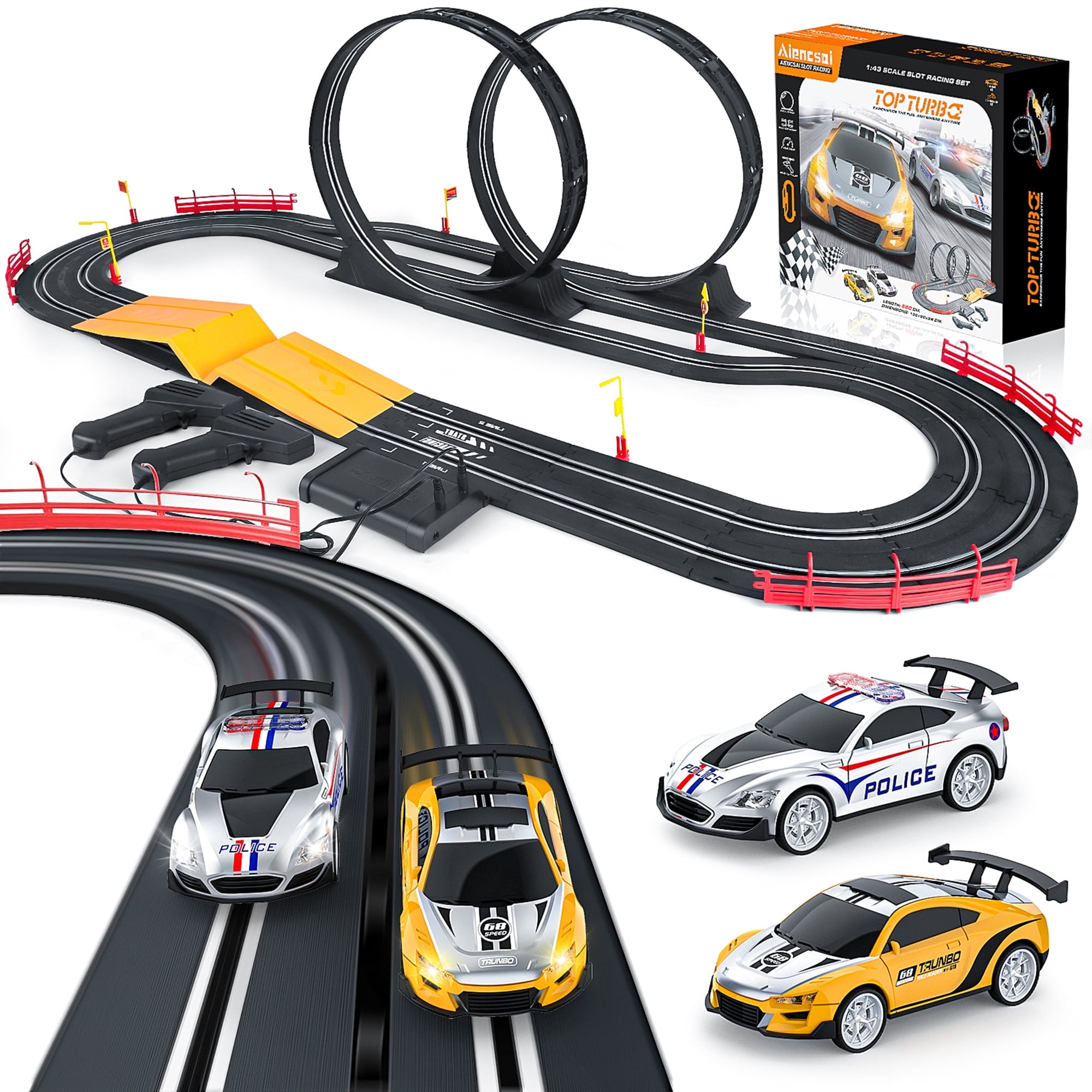 Growsly High Speed Electric Race Track for Boys and Girls Kids Toy Slot Cars Set Toys Xmas Gift for Boys Girls 4-12 Years Old Children