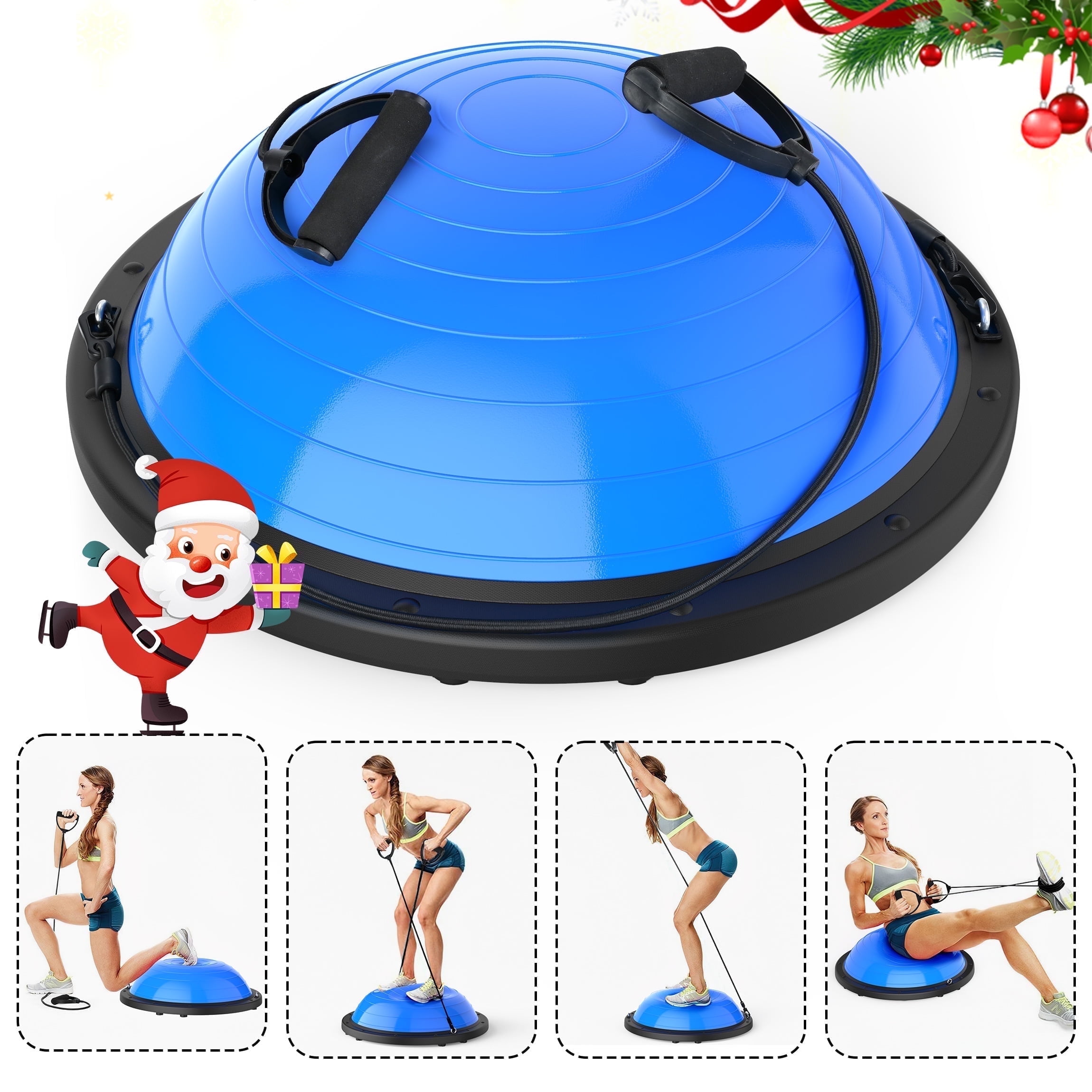 Half Balance Ball, 23in Half Ball Balance Trainer with Resistance Bands, Half Yoga Ball for Strength Training, Blue 660lb Cap