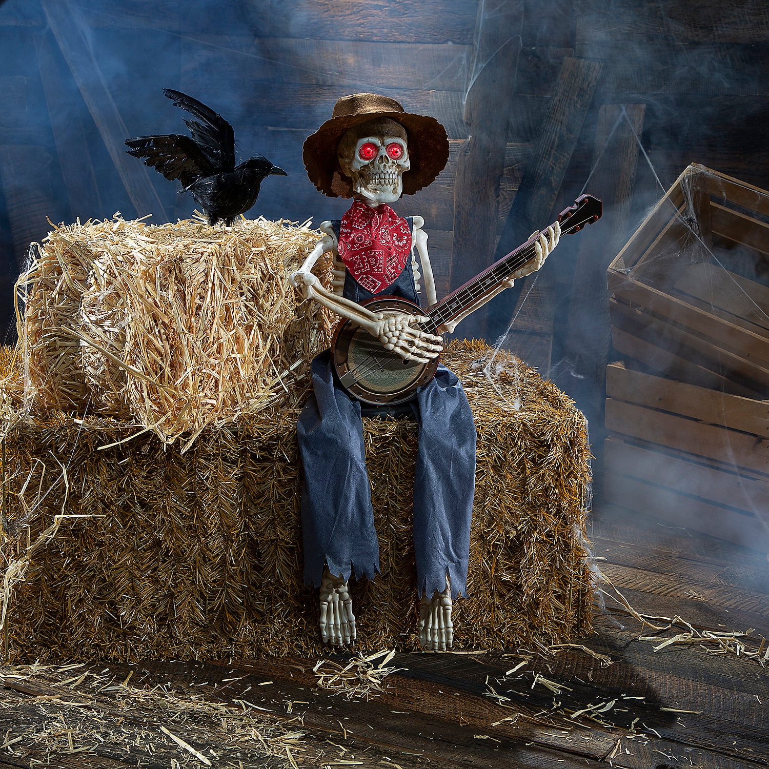 Halloween Express 39" Animated Skeleton Playing Banjo Decoration