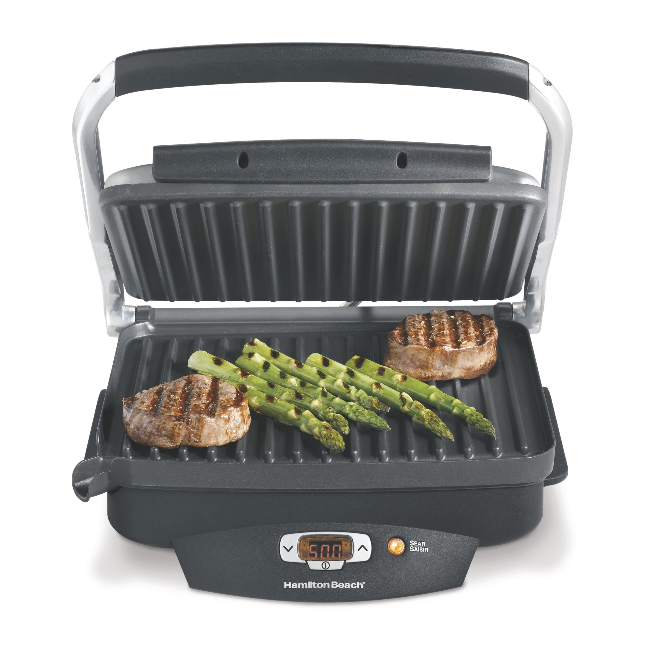 Hamilton Beach Steak Lover's Electric Indoor Grill, Smokeless Grill with Temp Control, Black