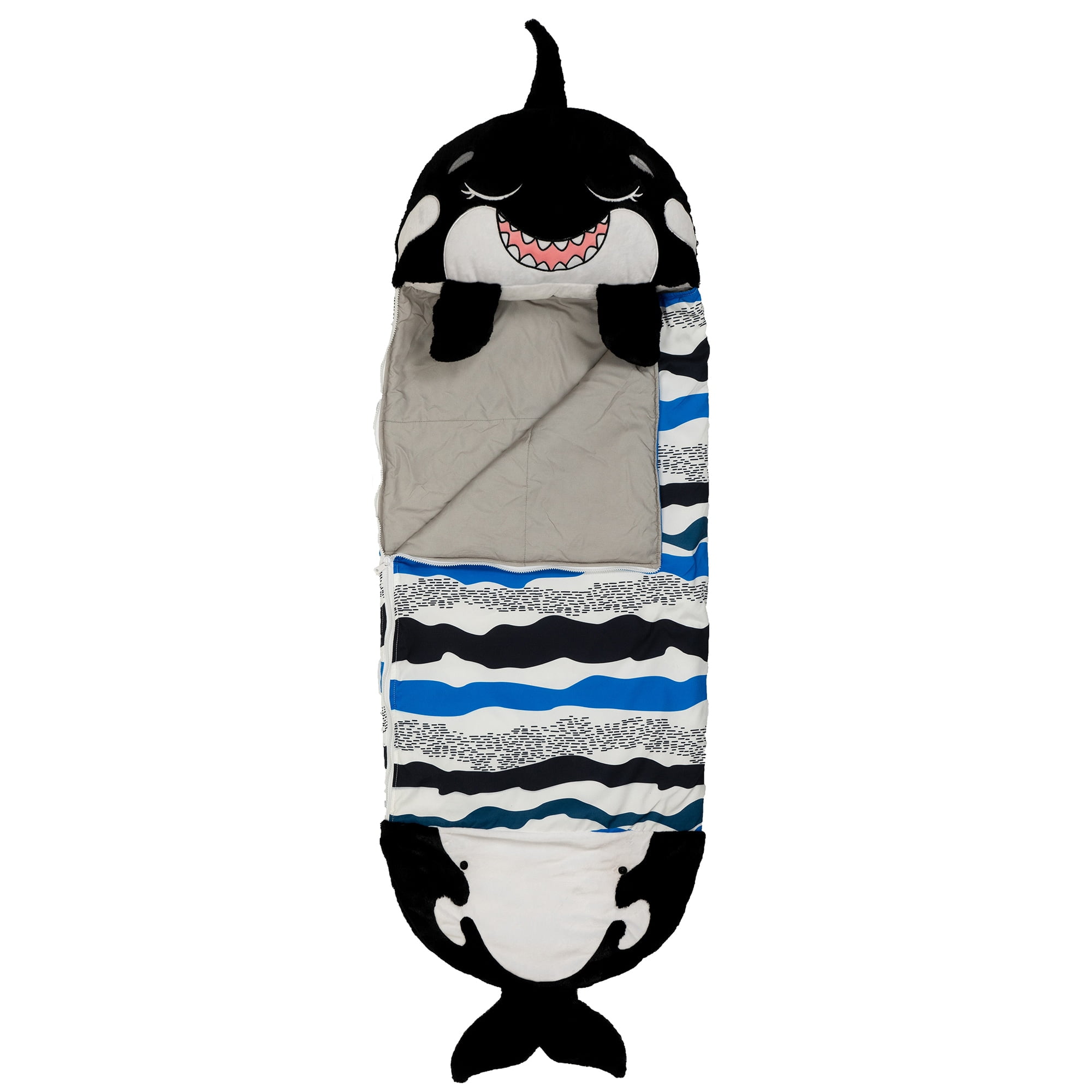 Happy Nappers: Pillow & Sleepy Sack: Medium - Ozzy The Black Shark - 54 x 20", 2-In-1: Plush Animal Opens To Sleeping Bag, Soft, Play & Nap, Kids 3+