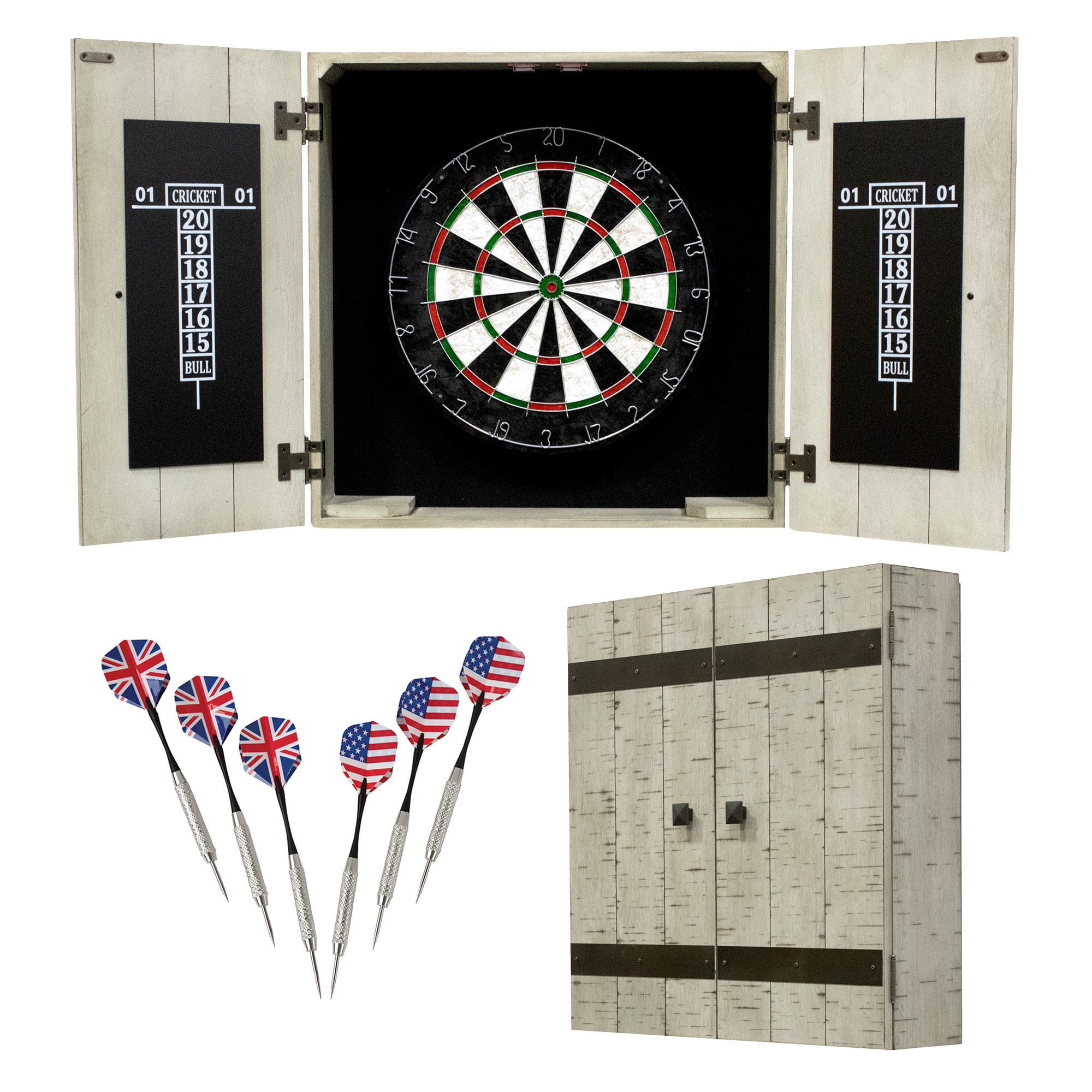 Hathaway Drifter Solid Wood Dartboard & Cabinet Set, 24 inch wide