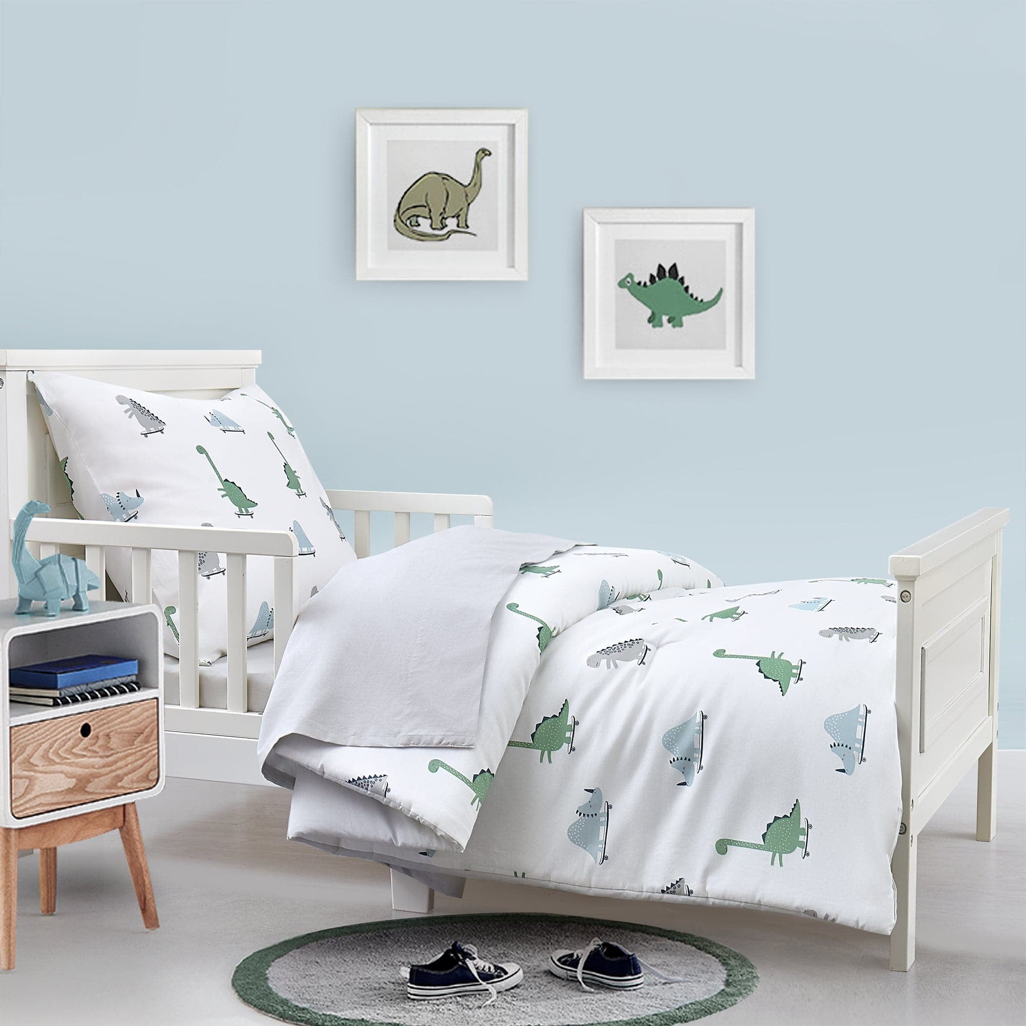Hello Spud 100% Cotton Dinosaurs Cotton Toddler Comforter Set Multi 4Pc 42x57