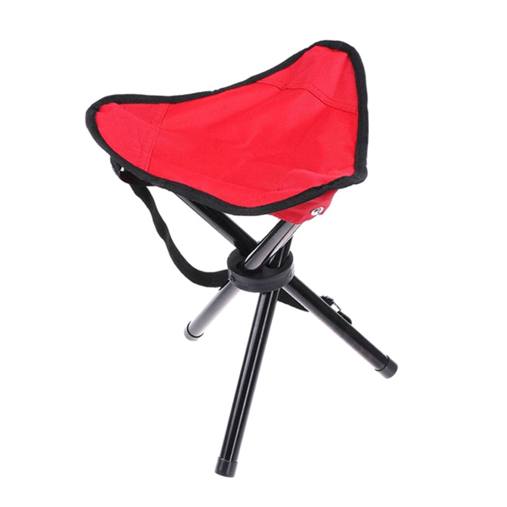 Hemoton Portable Folding Tripod Stool Three Legged Stool Chair Seat for Fishing Camping Hiking (Red)