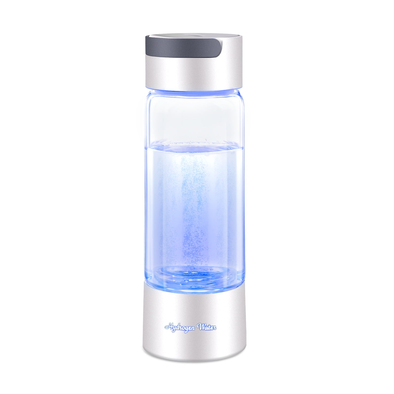 Hydrogen Water Bottle, Portable Hydrogen Water Ionizer Machine, Rechargeable Hydrogen Rich Water Glass Health Cup, Hydrogen Water Generator with Portable Inhaler Adapter and Self-Cleaning Mode