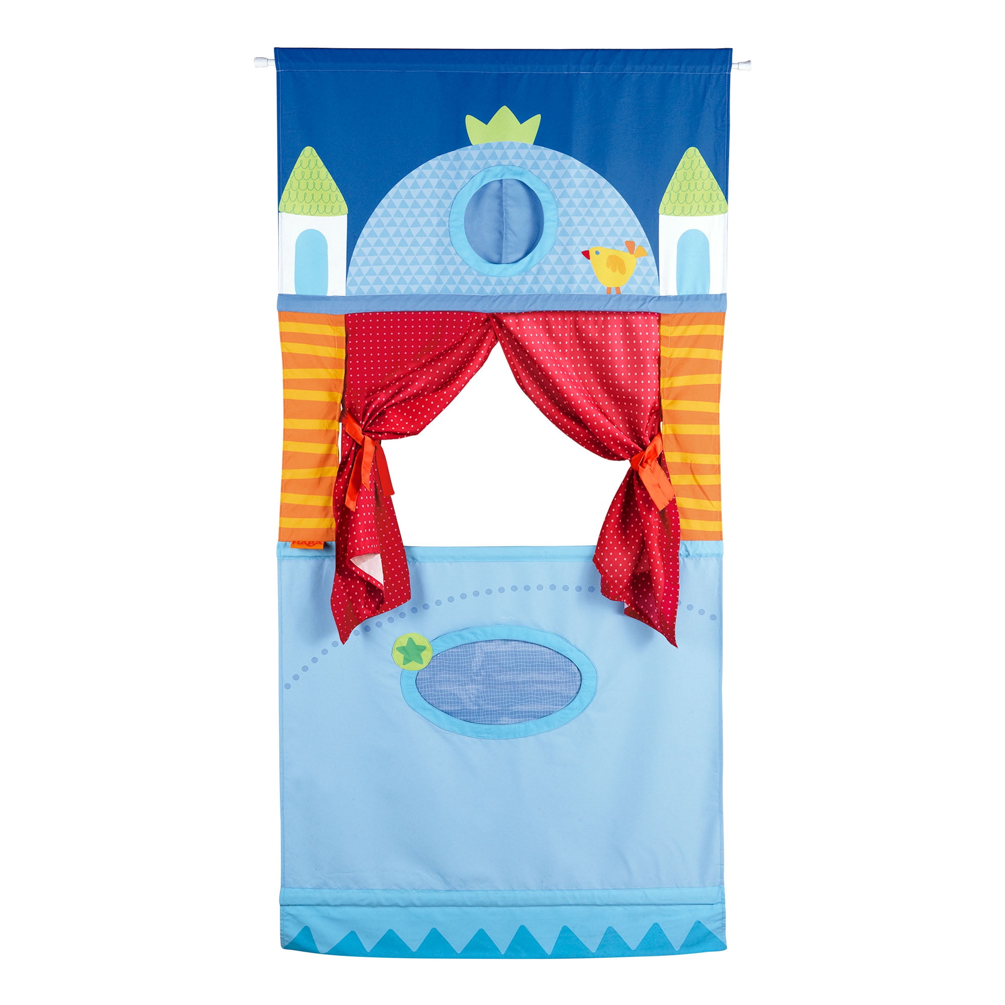 HABA Doorway Puppet Theater - Space Saver with Adjustable Rod for Pretend Play